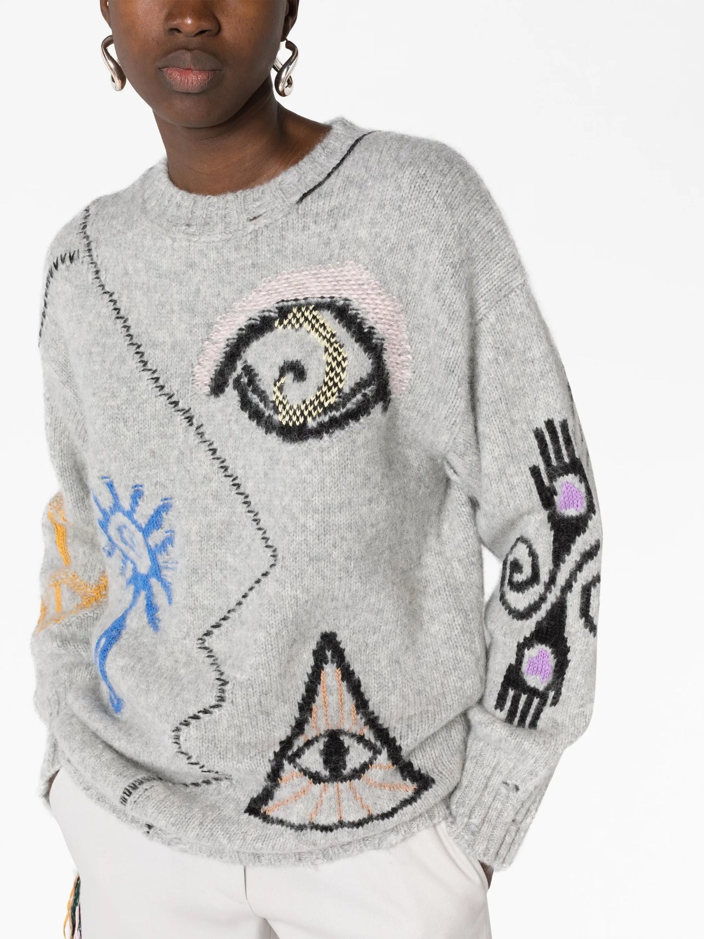 Folk graphic-embroidered jumper