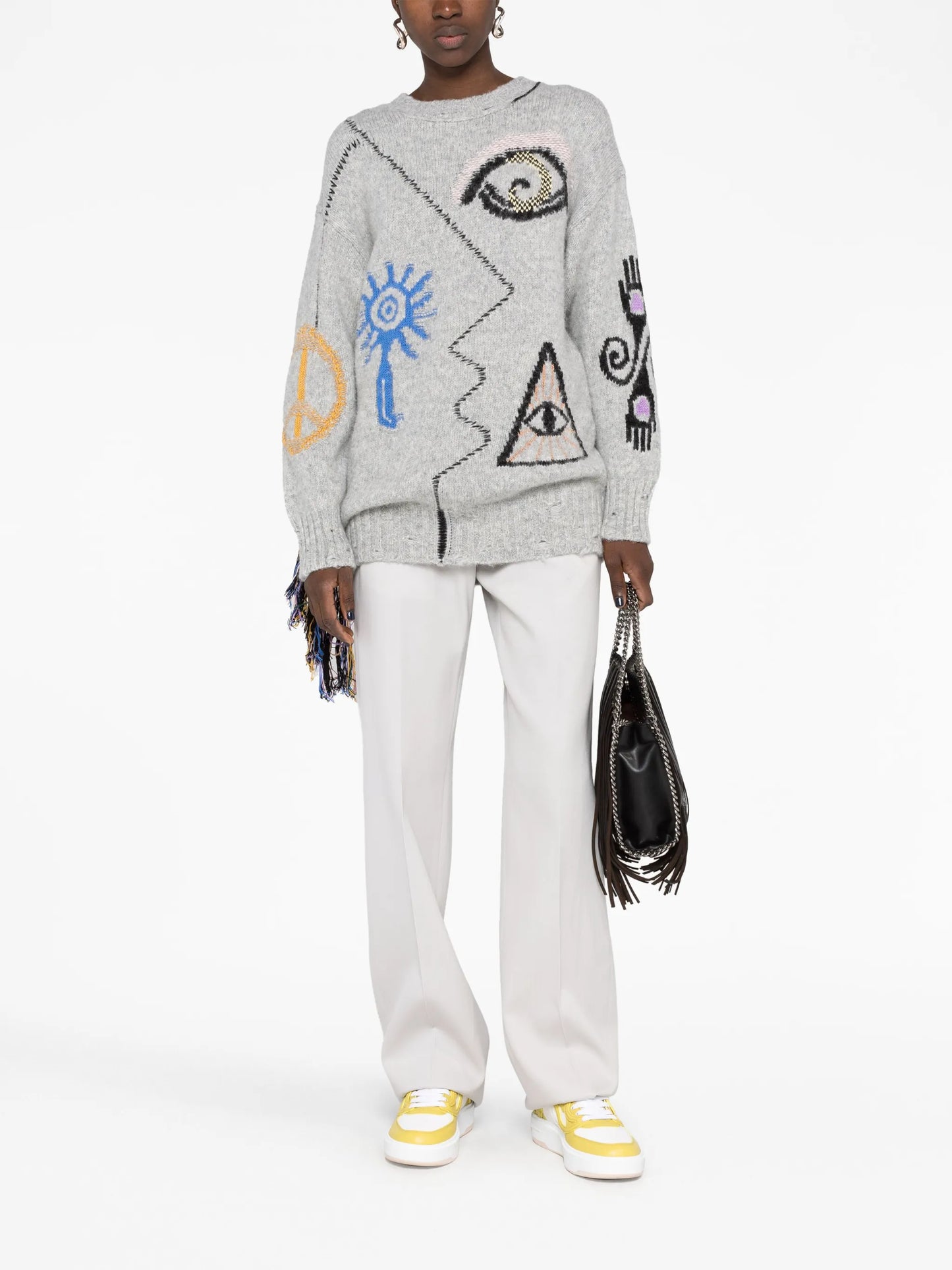 Folk graphic-embroidered jumper