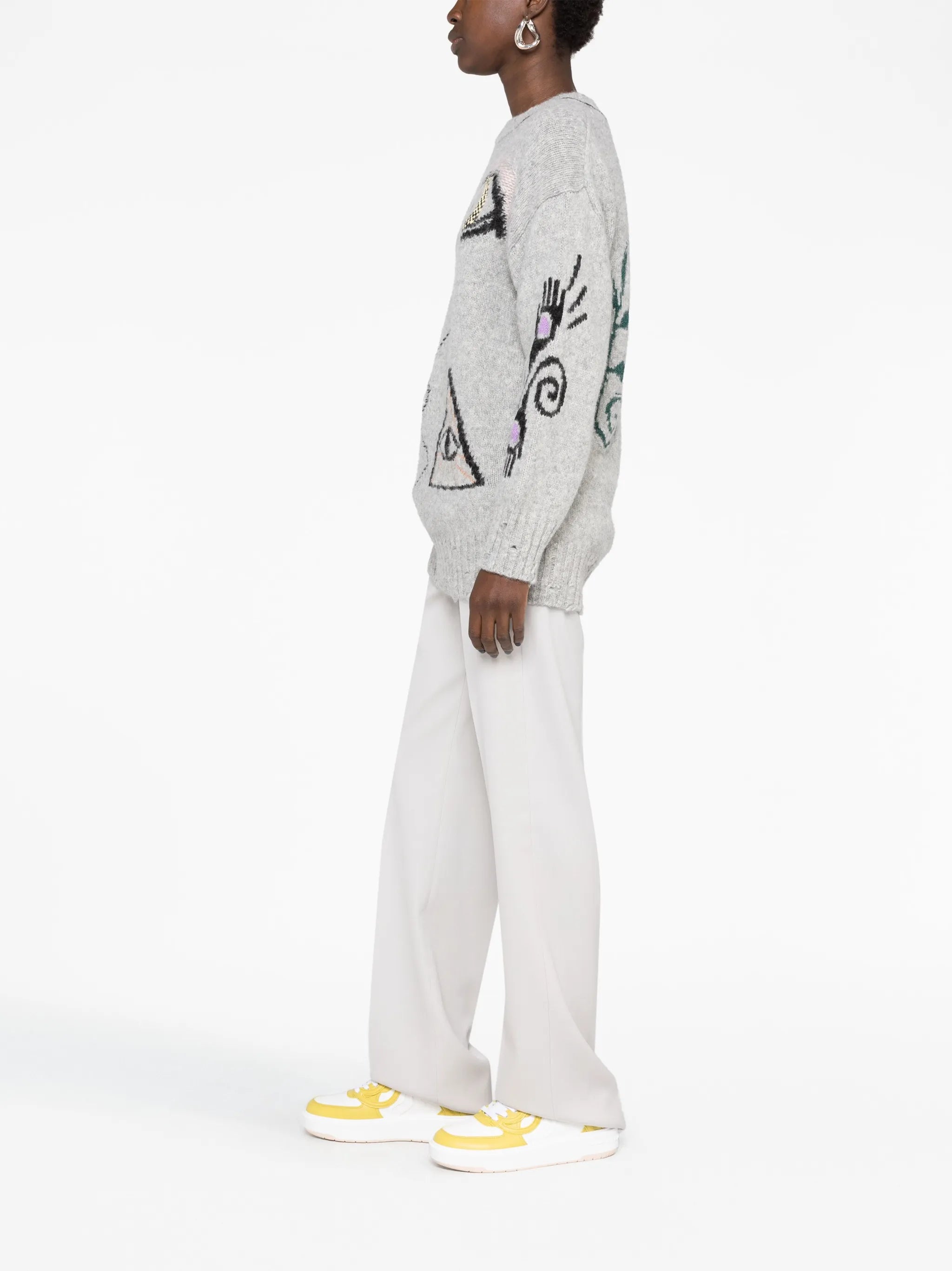 Folk graphic-embroidered jumper
