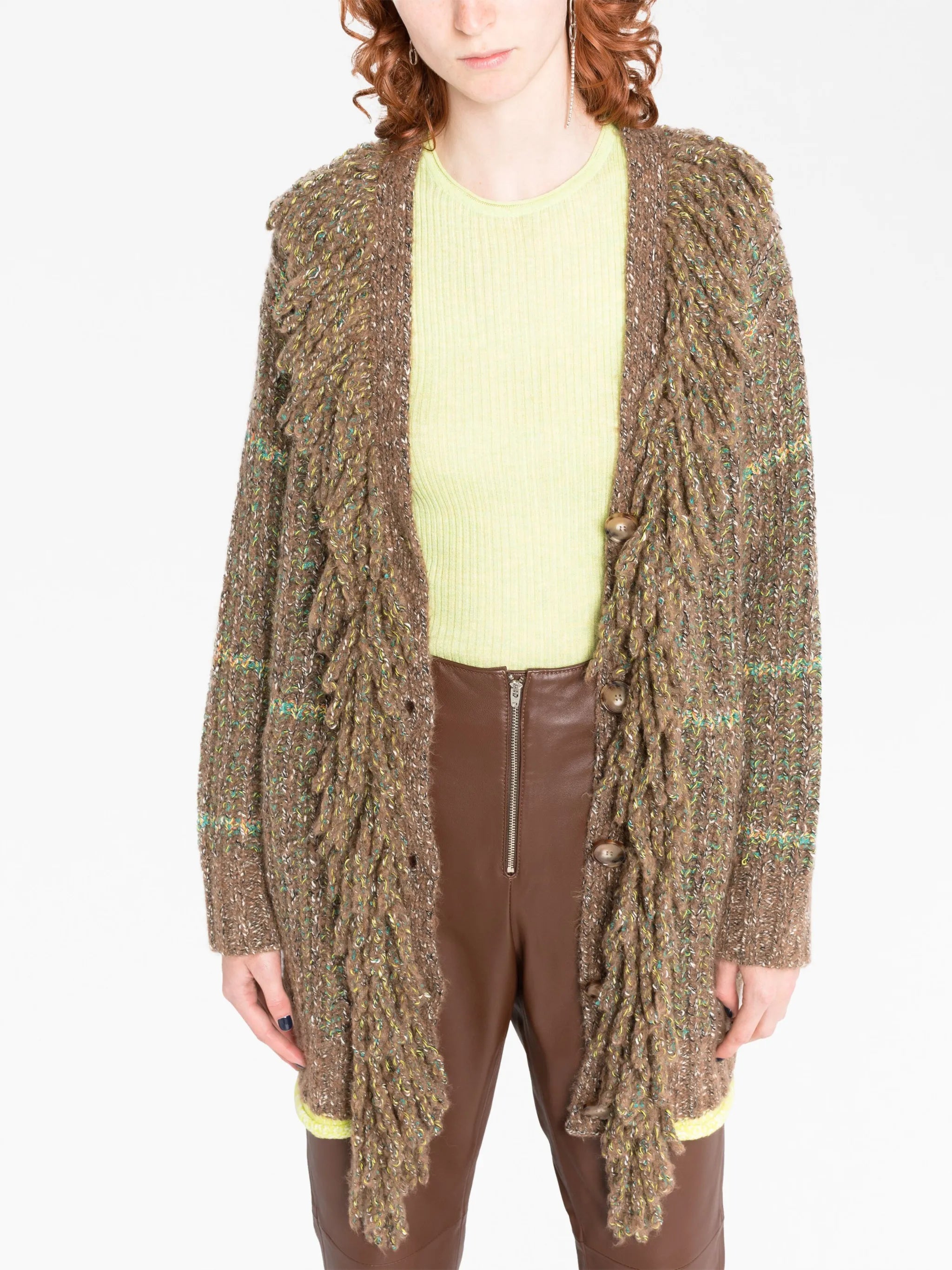 cable-knit tweed cardi-coat