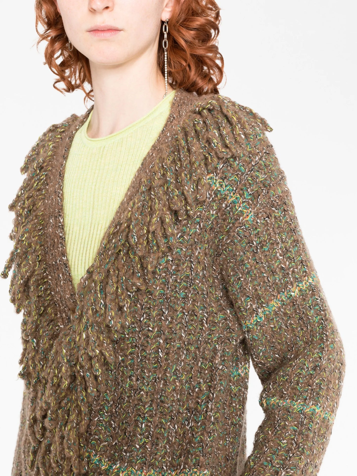 cable-knit tweed cardi-coat