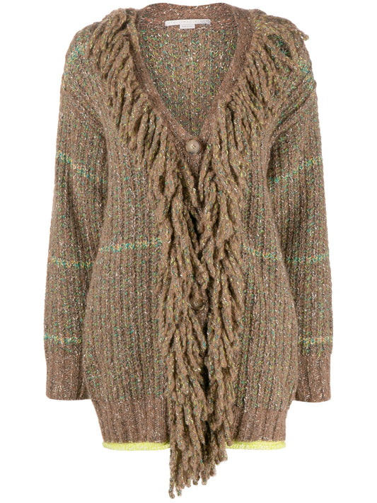 cable-knit tweed cardi-coat