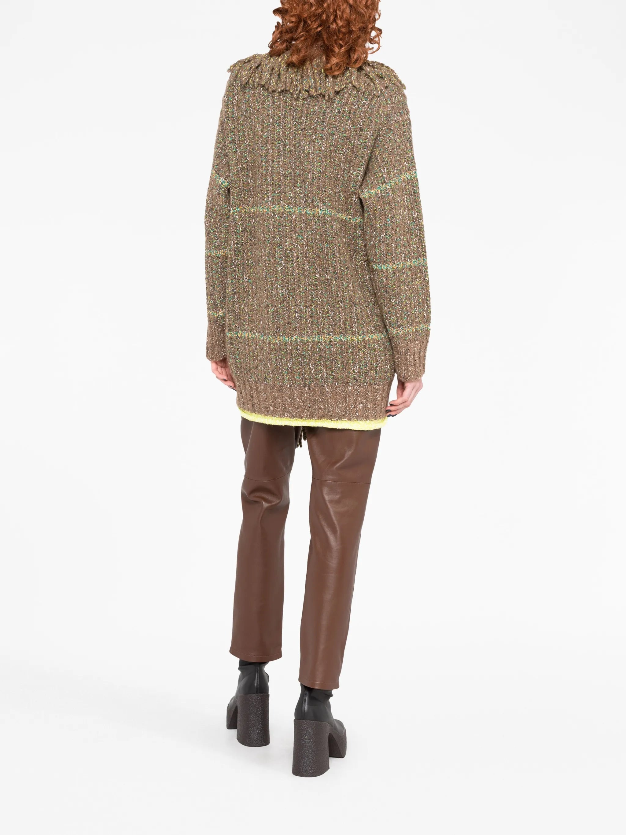 cable-knit tweed cardi-coat