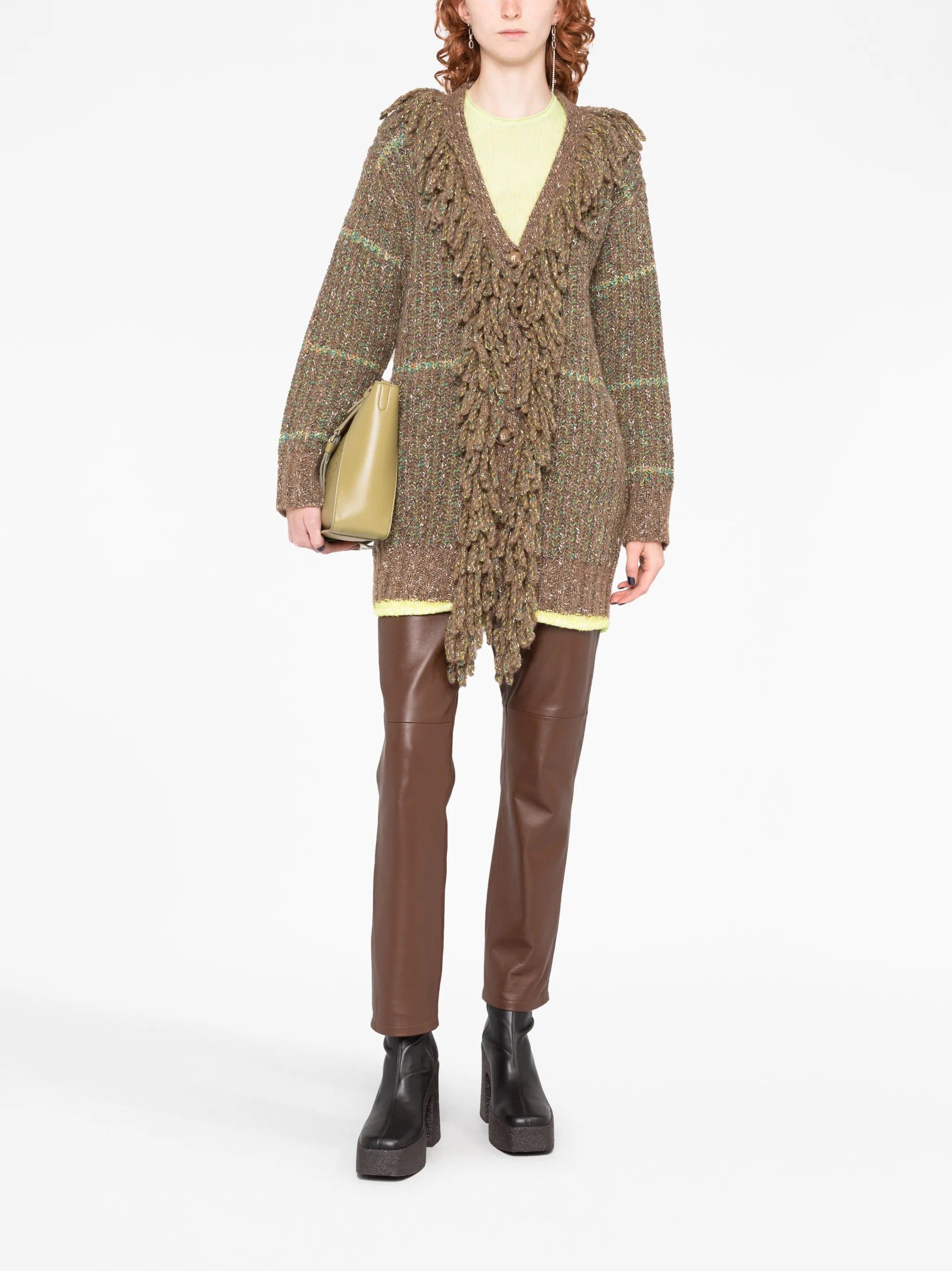 cable-knit tweed cardi-coat
