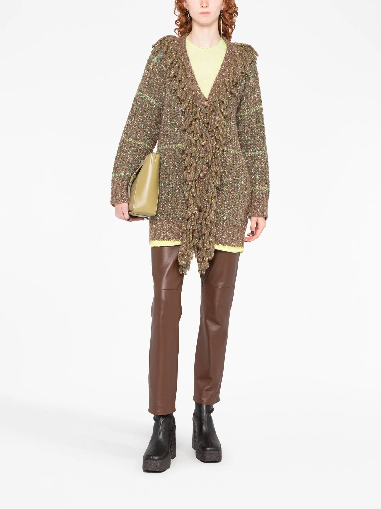 cable-knit tweed cardi-coat