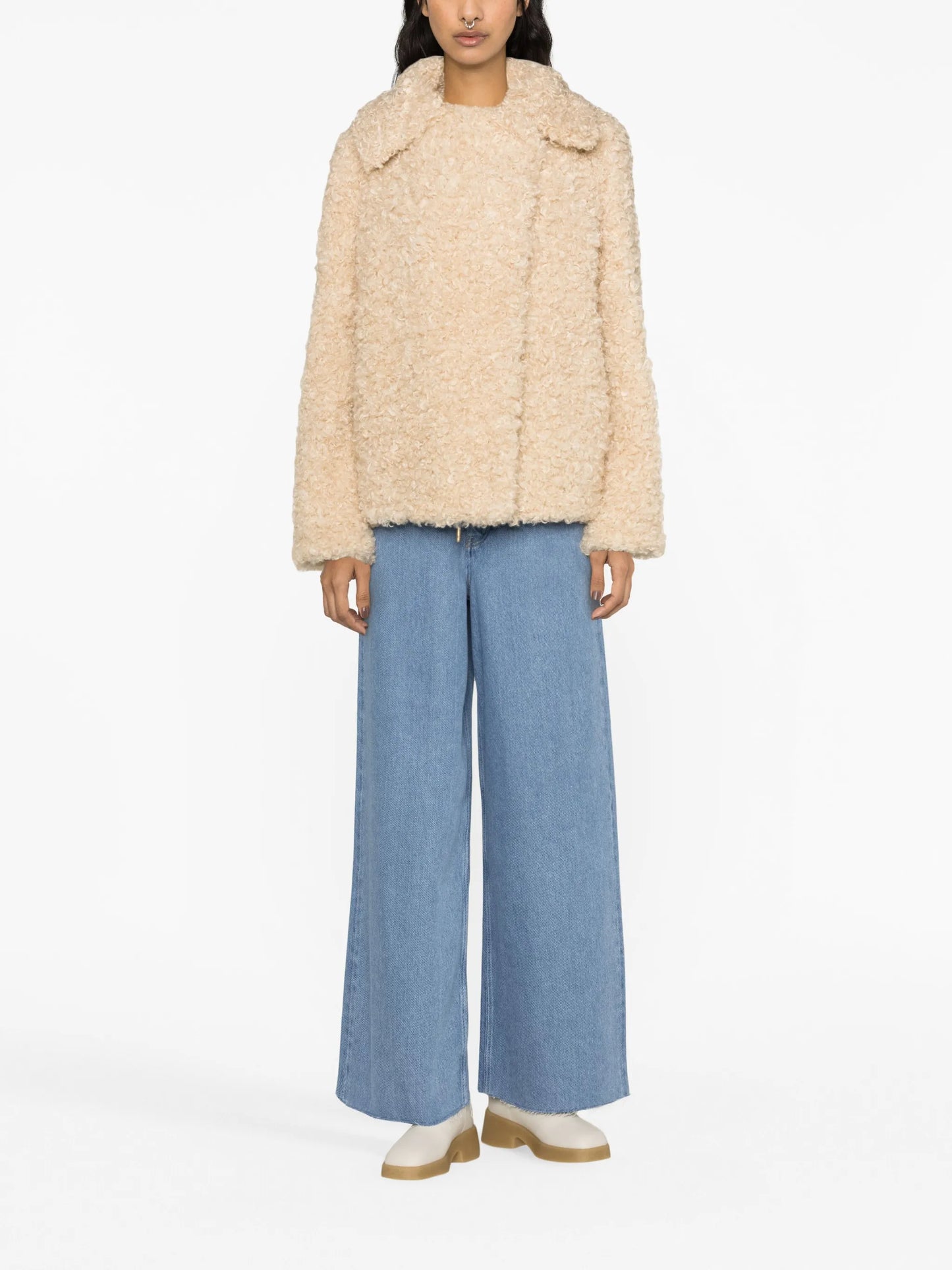 Teddy fur-design oversized coat