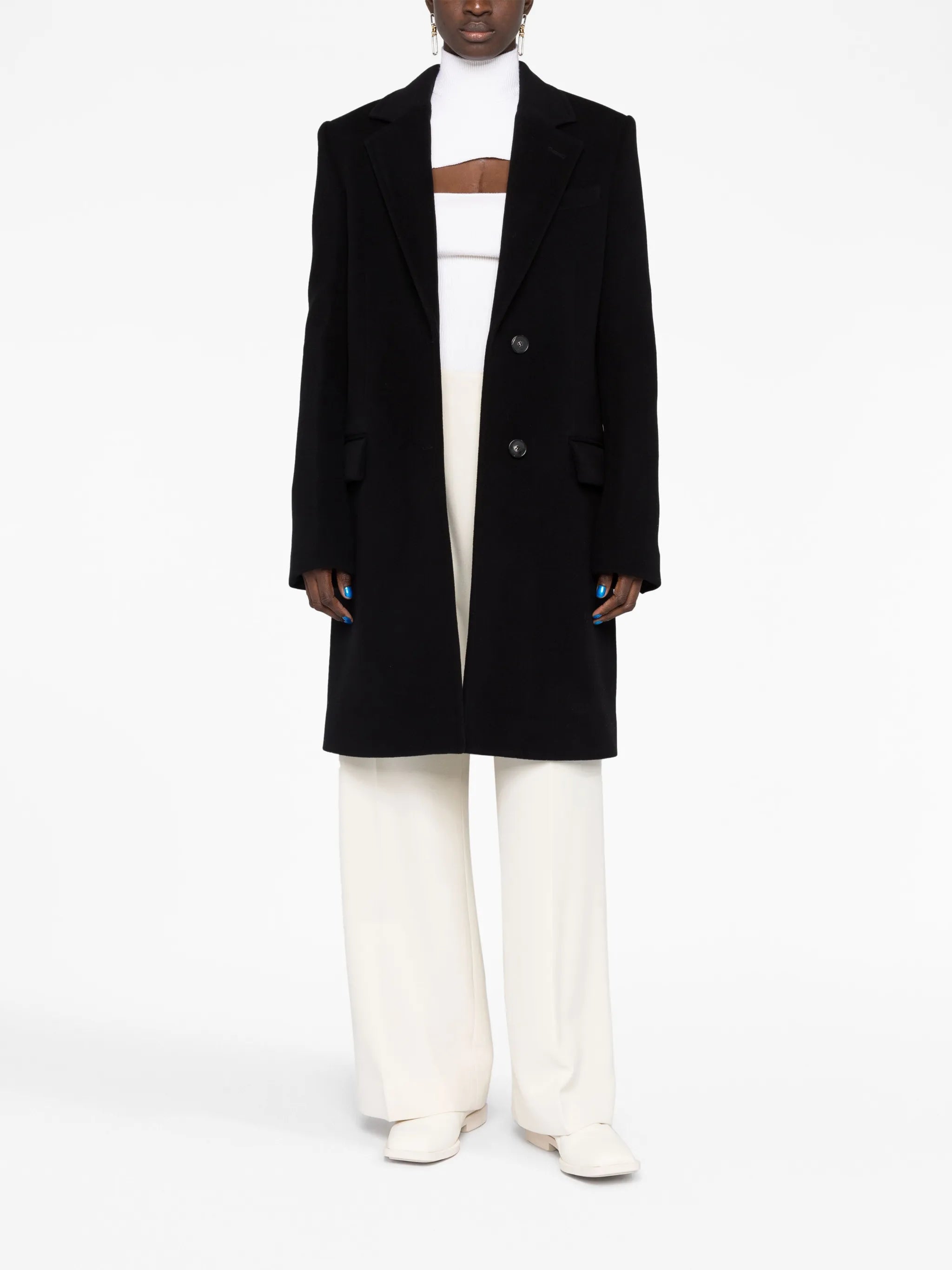 single-breasted wool coat