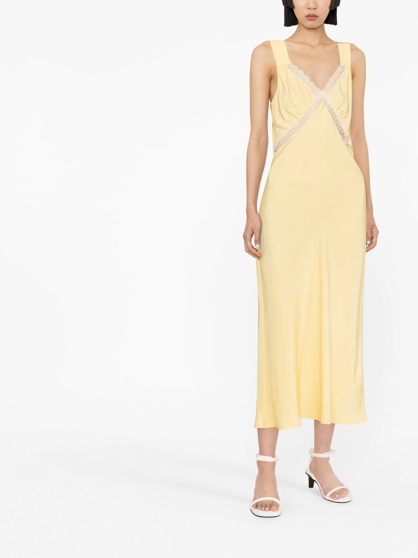 Provence lace-trimmed silk dress