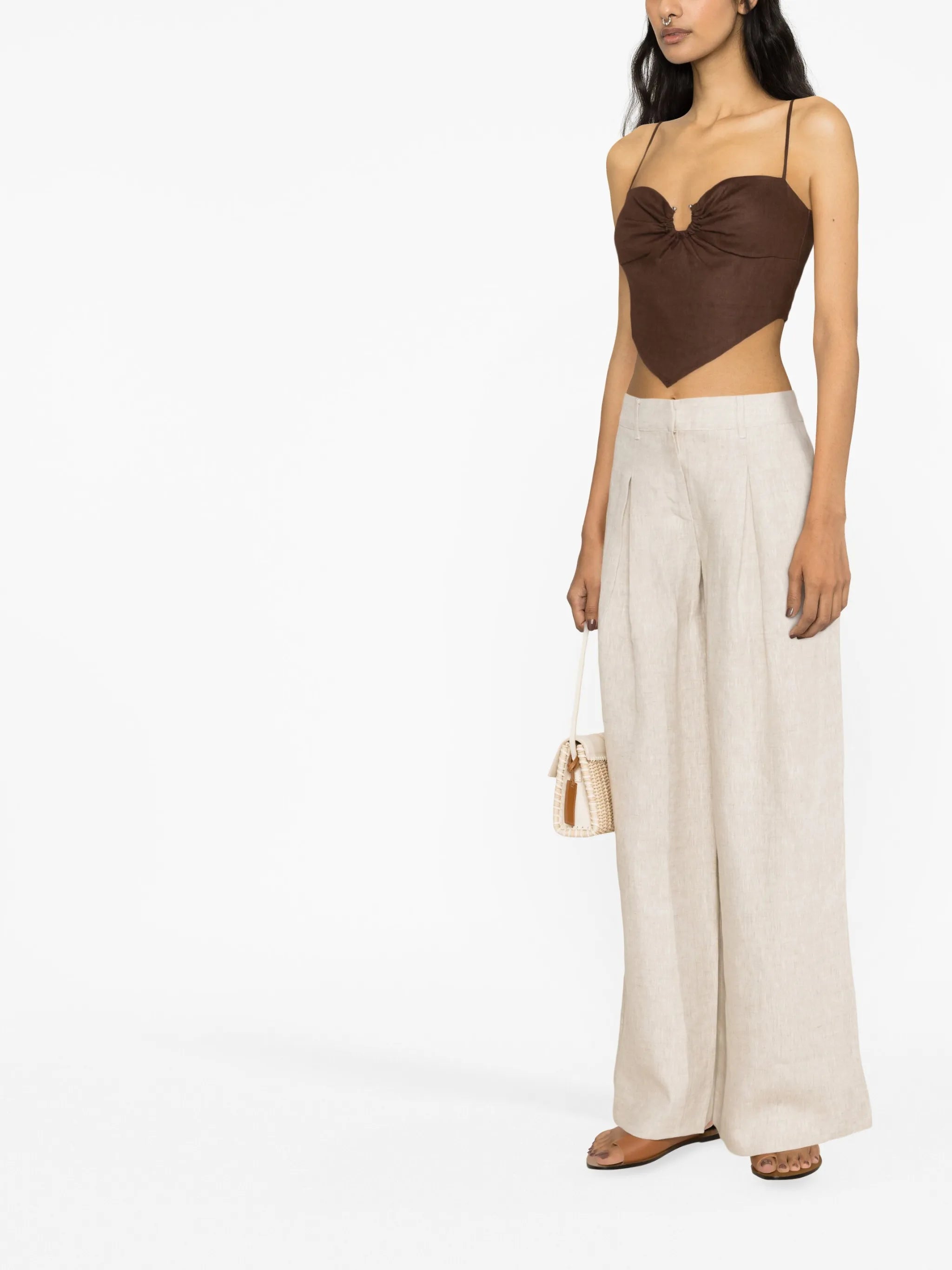Sansa linen crop top