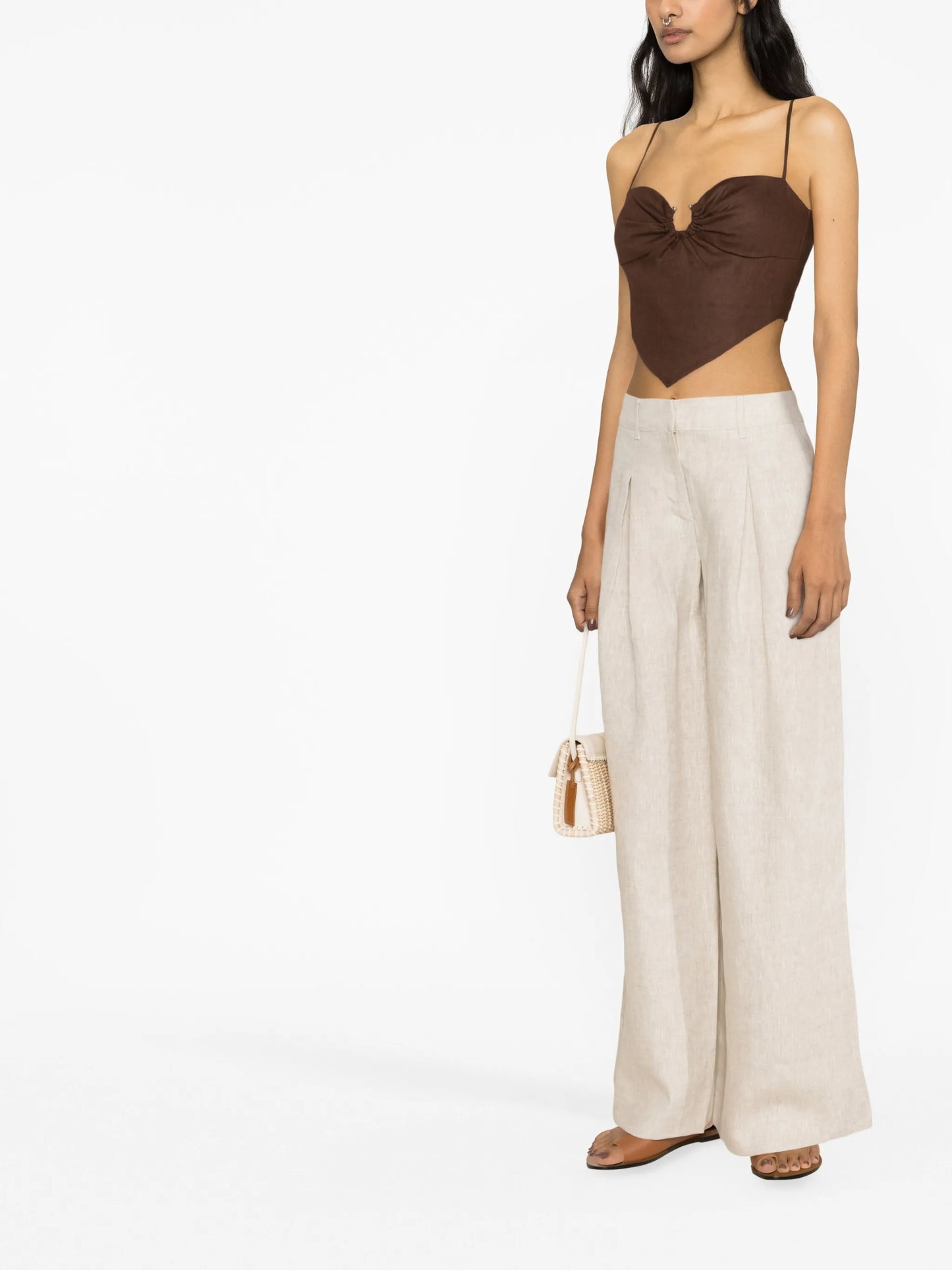 Sansa linen crop top