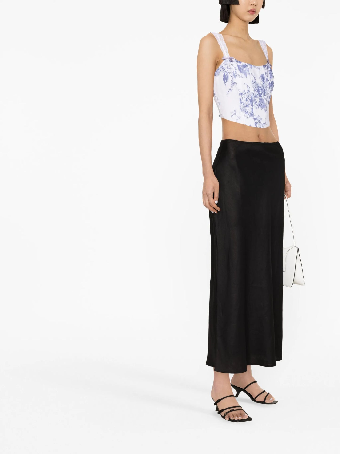 Brigitta floral-print linen corset top
