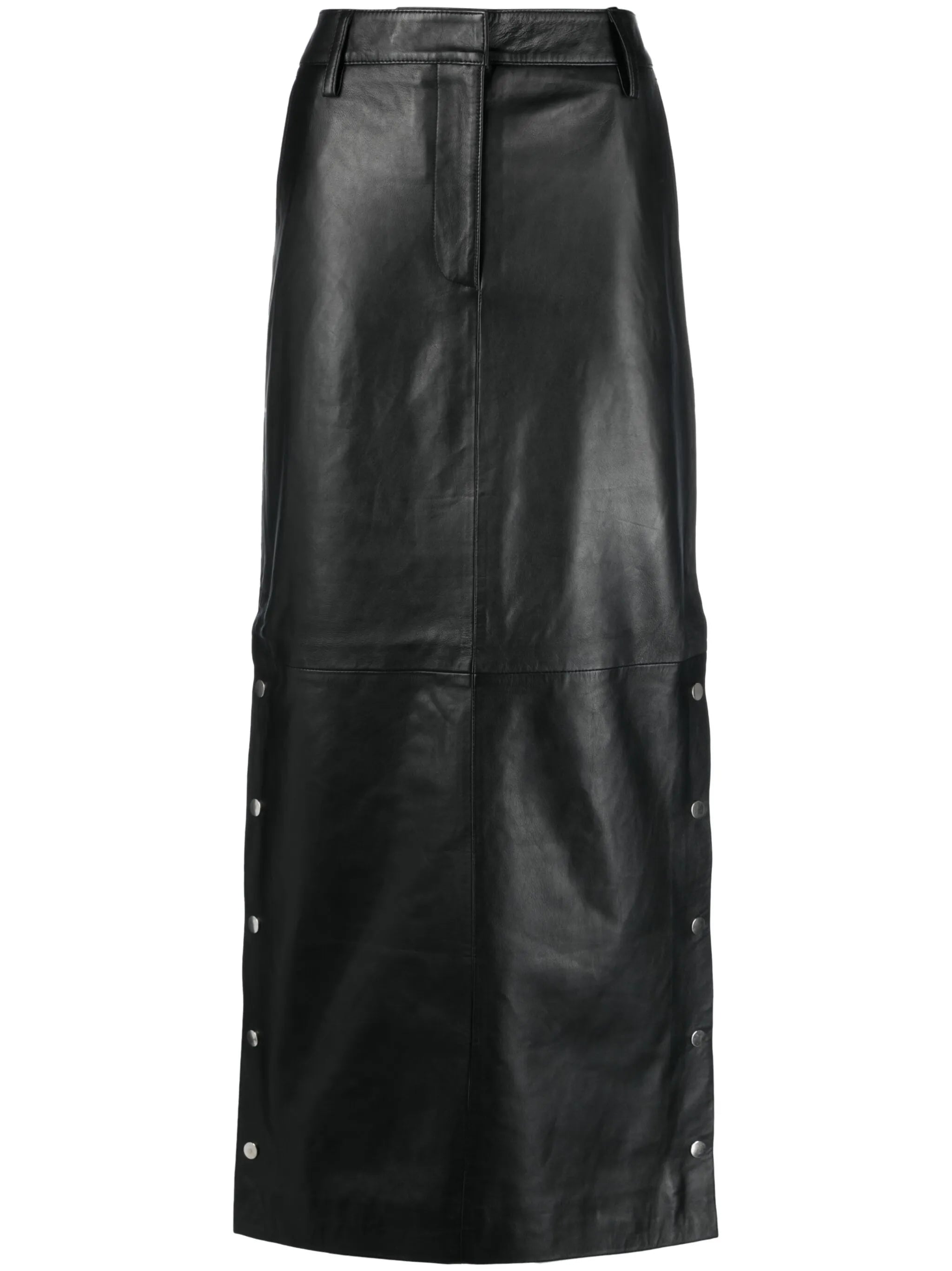 leather pencil midi skirt