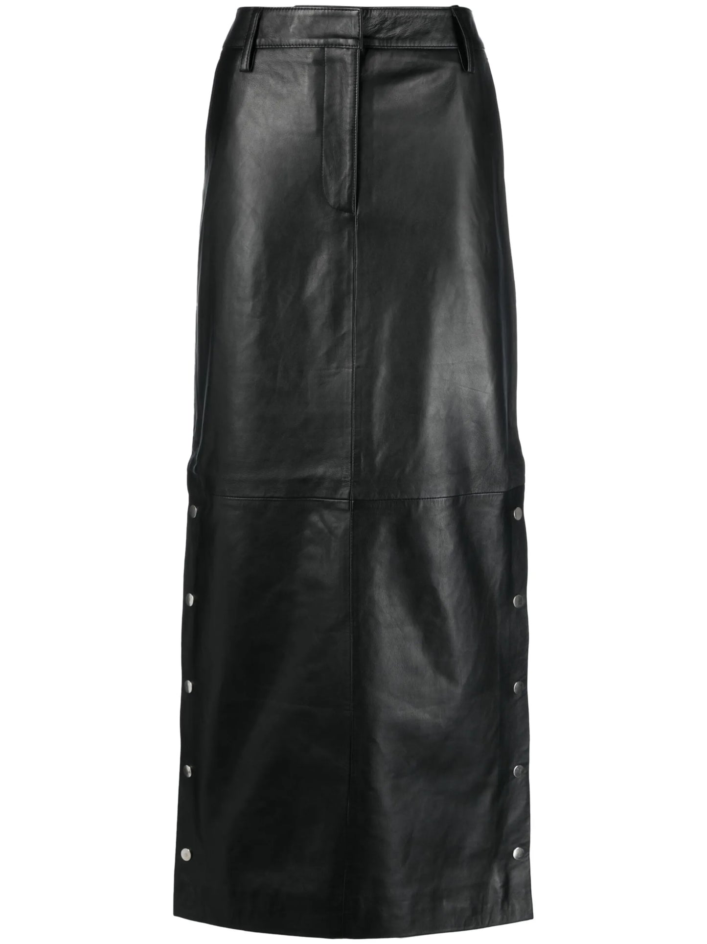 leather pencil midi skirt