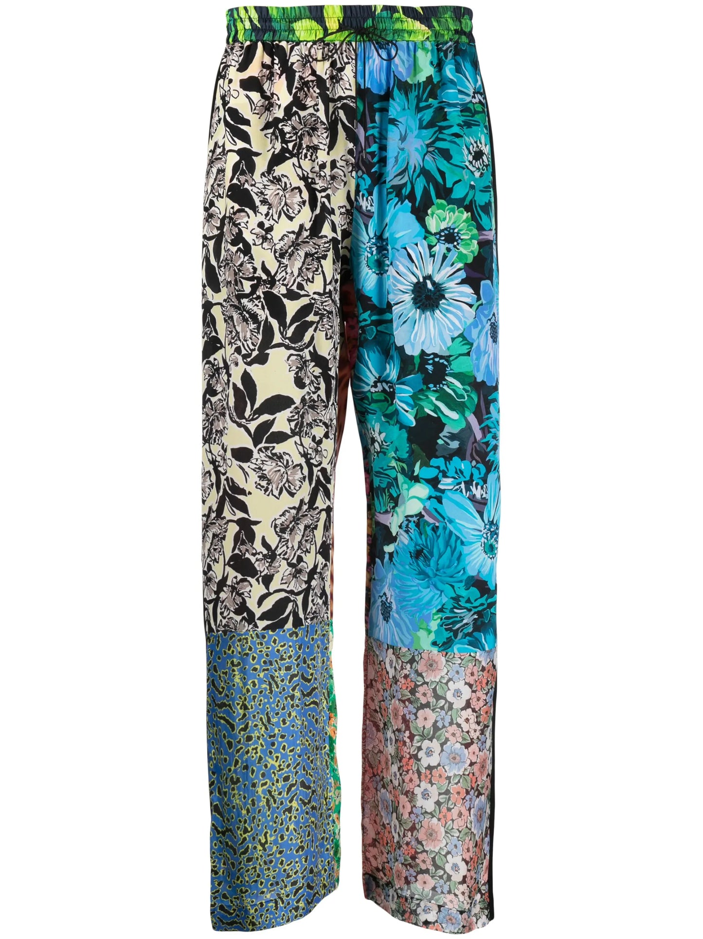 scarves-print silk trousers