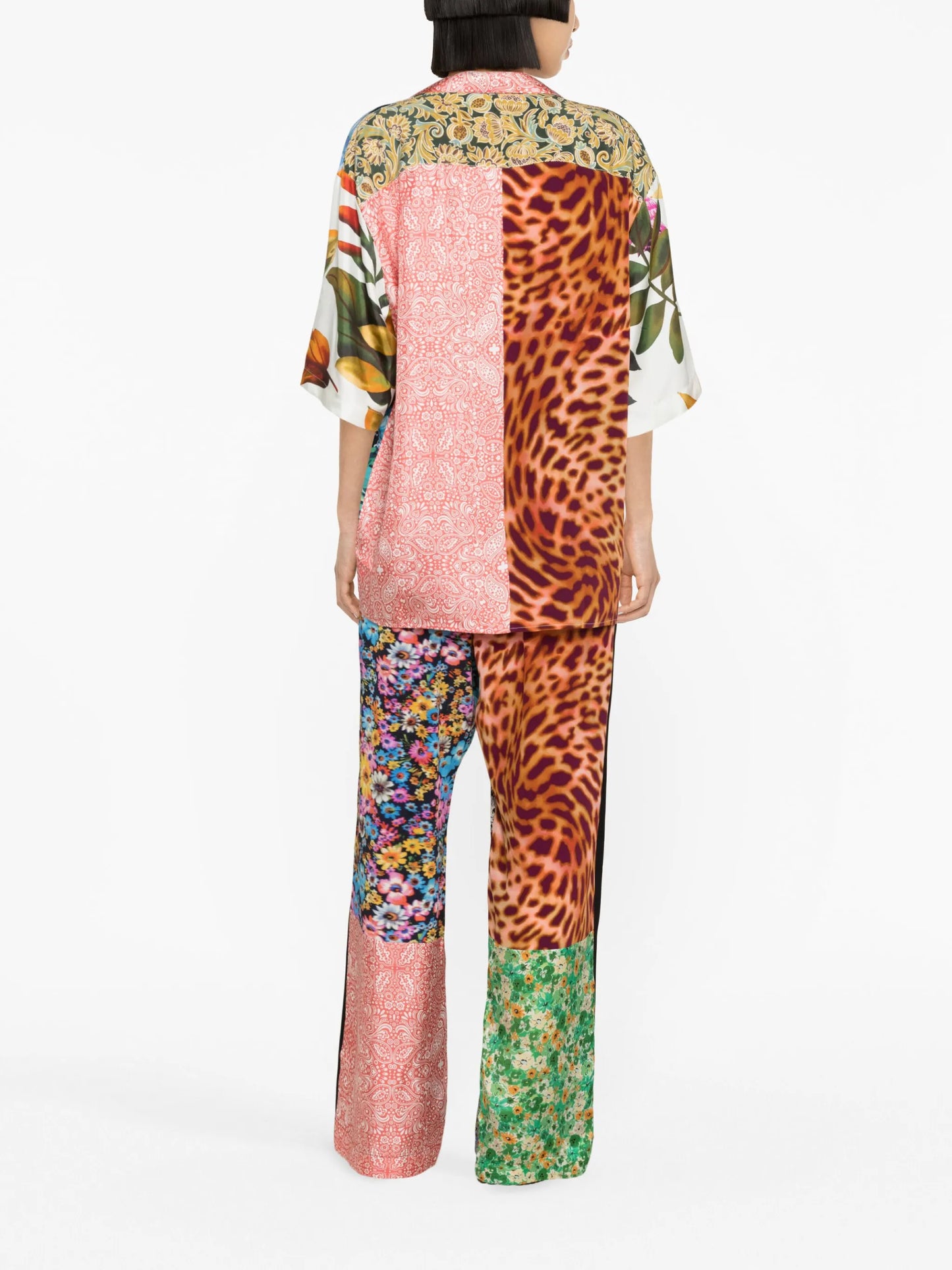 scarves-print silk trousers