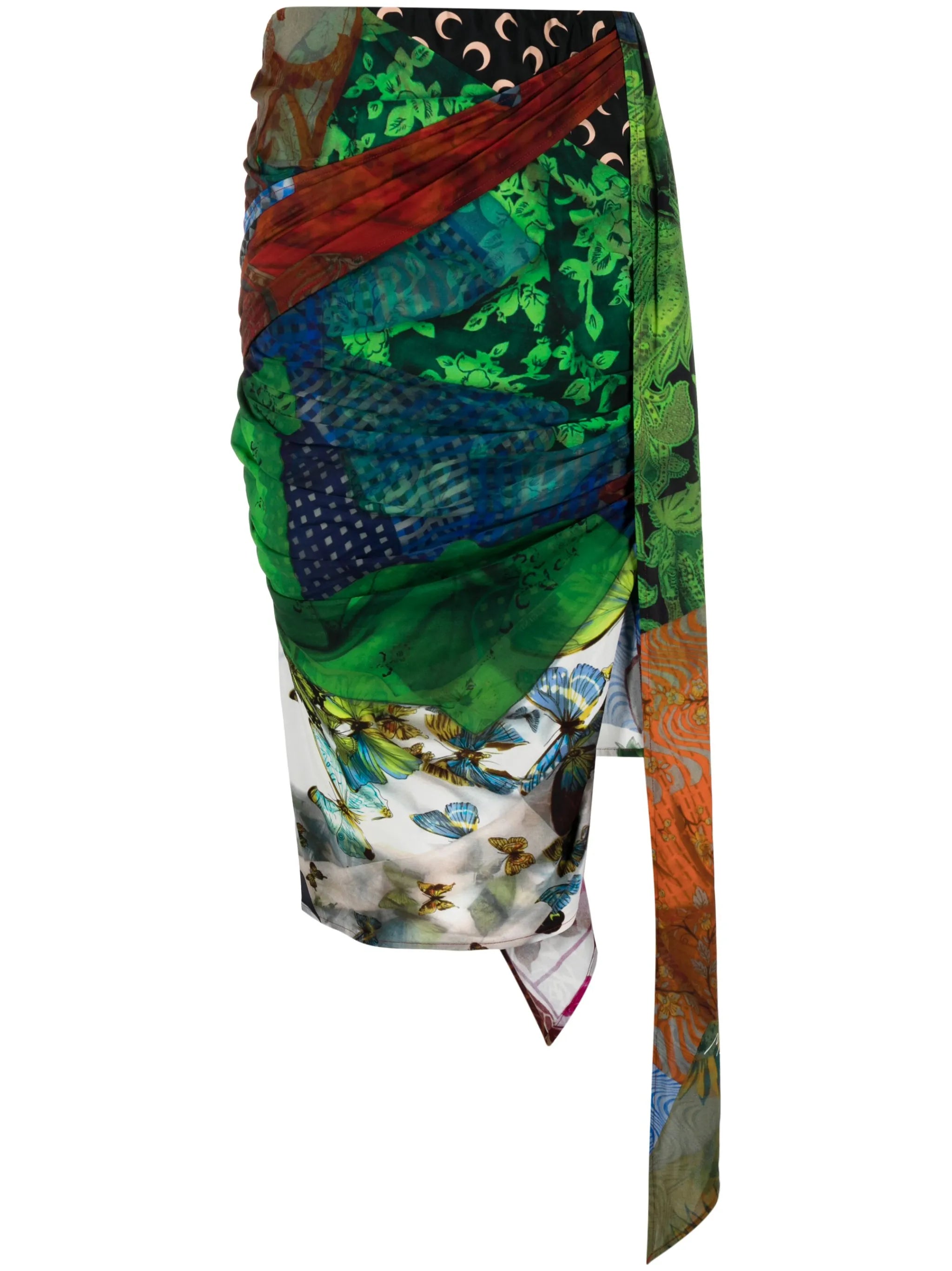 Shelter mix-print draped skirt