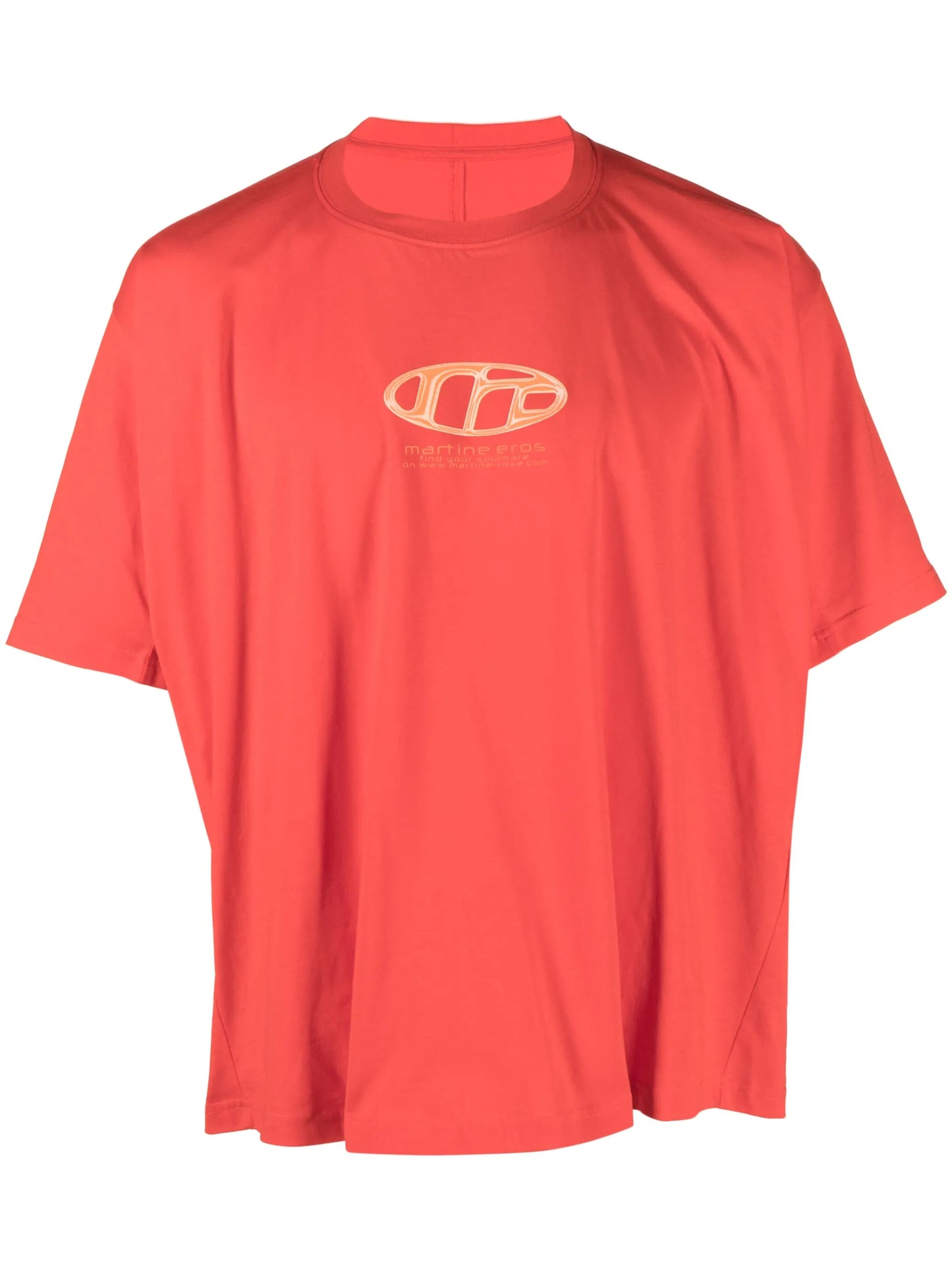 logo-print pulled neck T-shirt