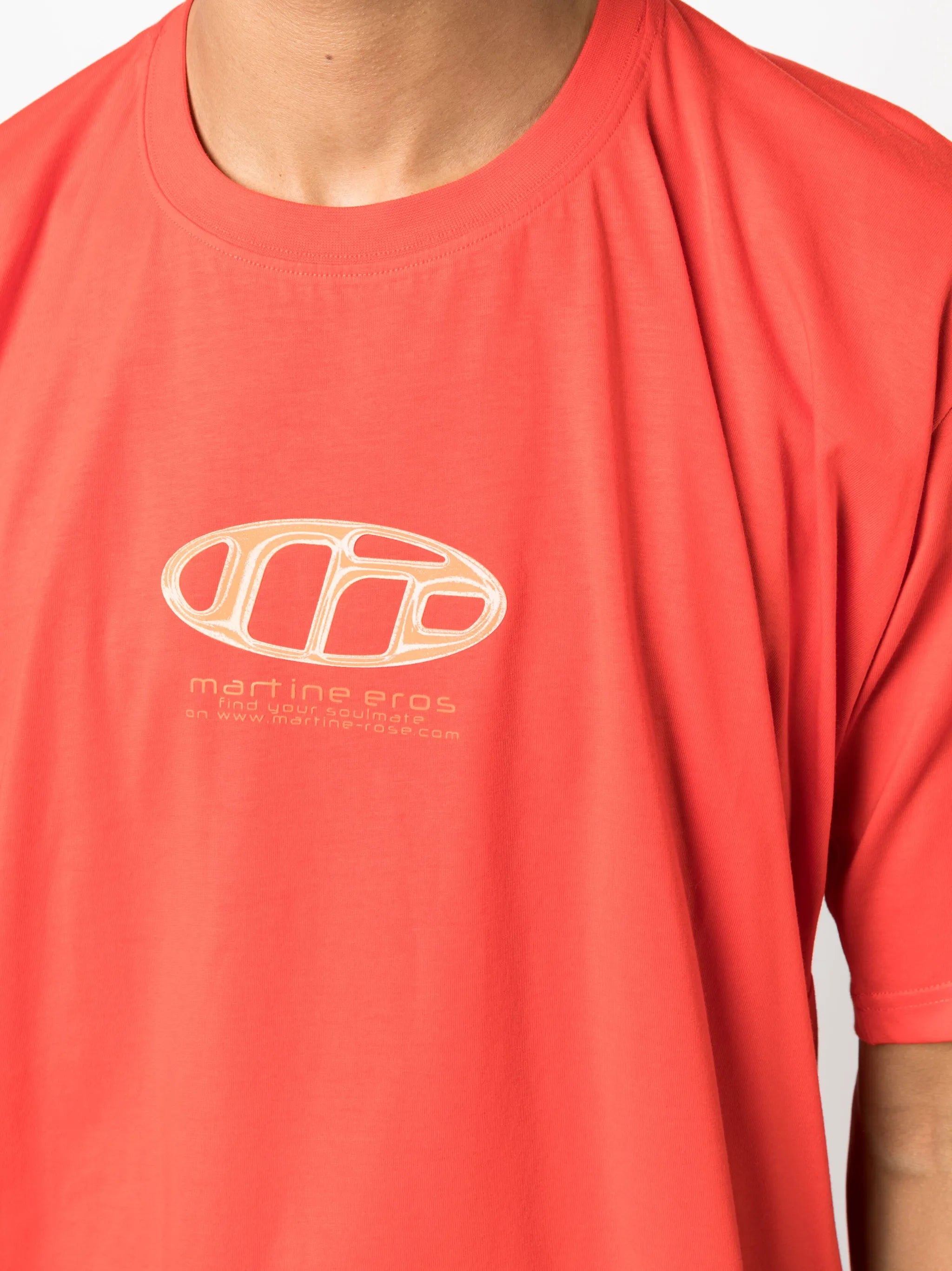 logo-print pulled neck T-shirt
