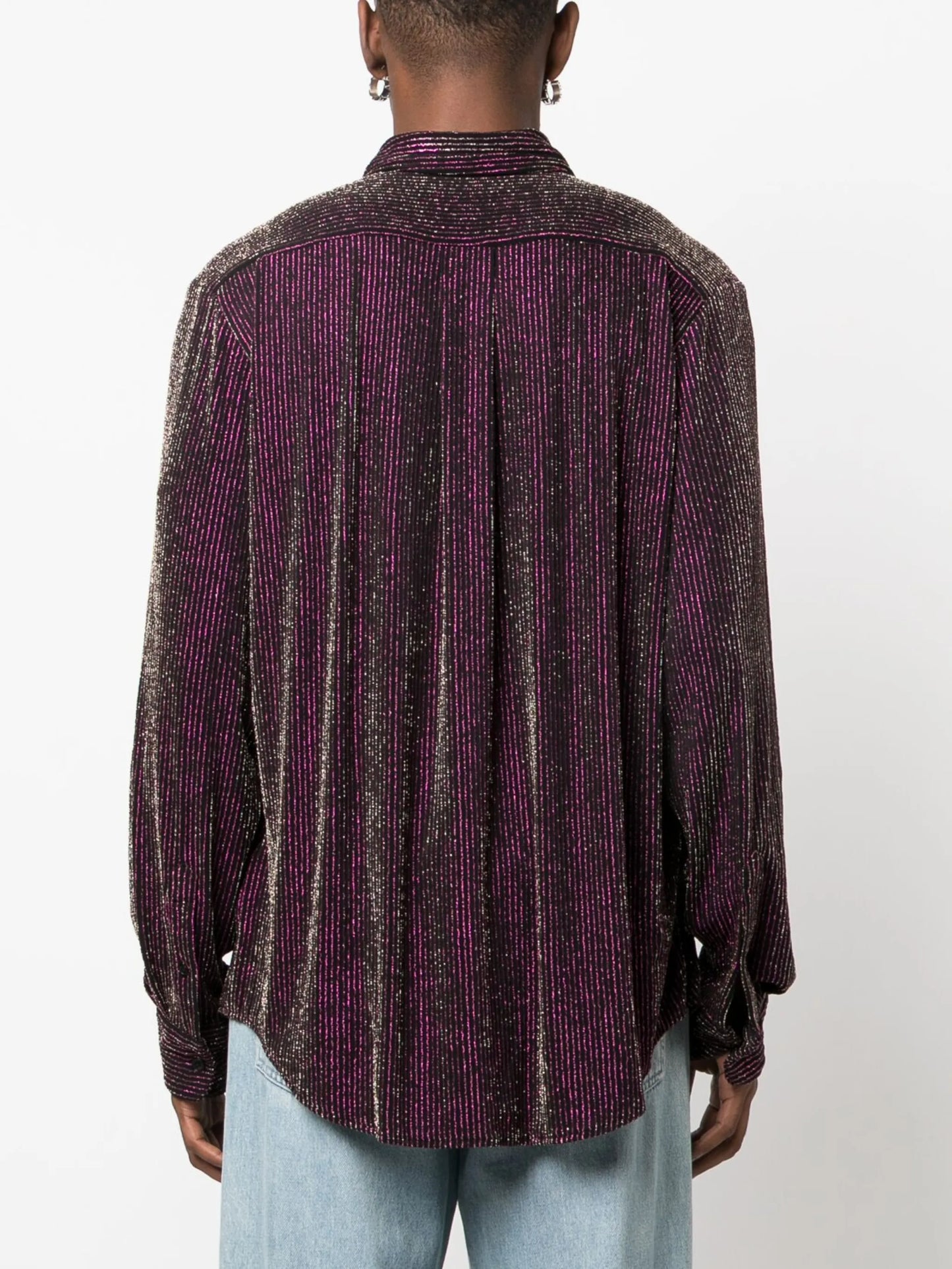 metallic stripe-pattern shirt