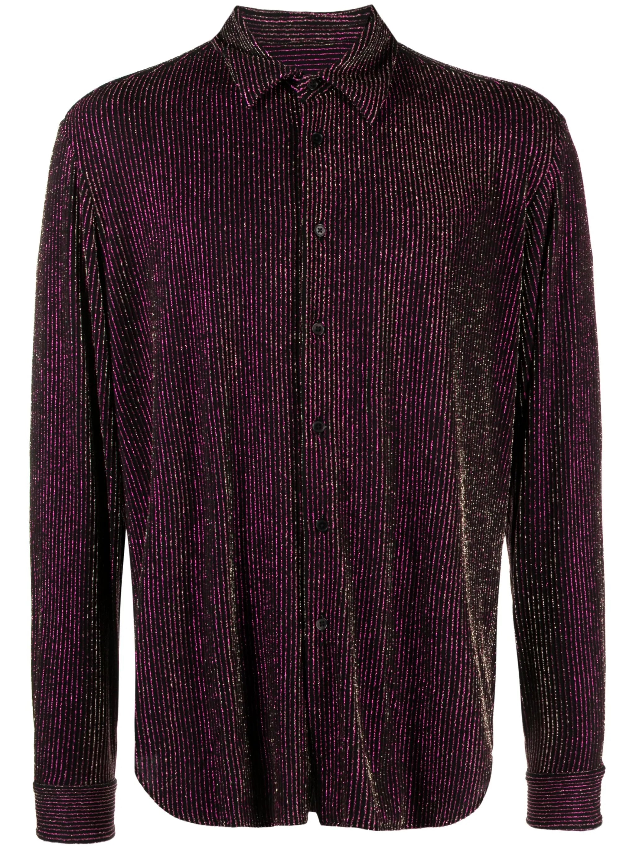 metallic stripe-pattern shirt
