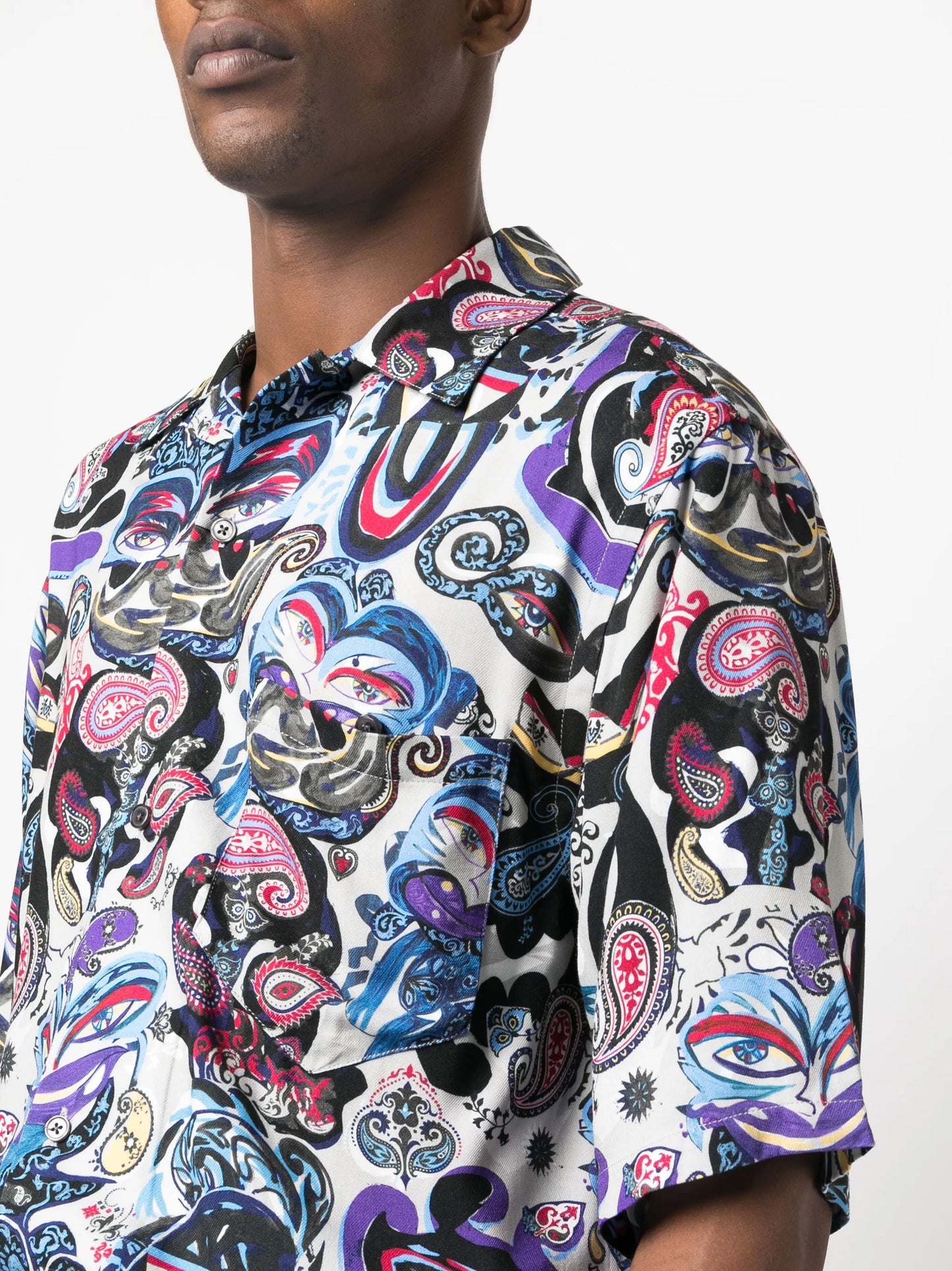 mix-print short-sleeve shirt
