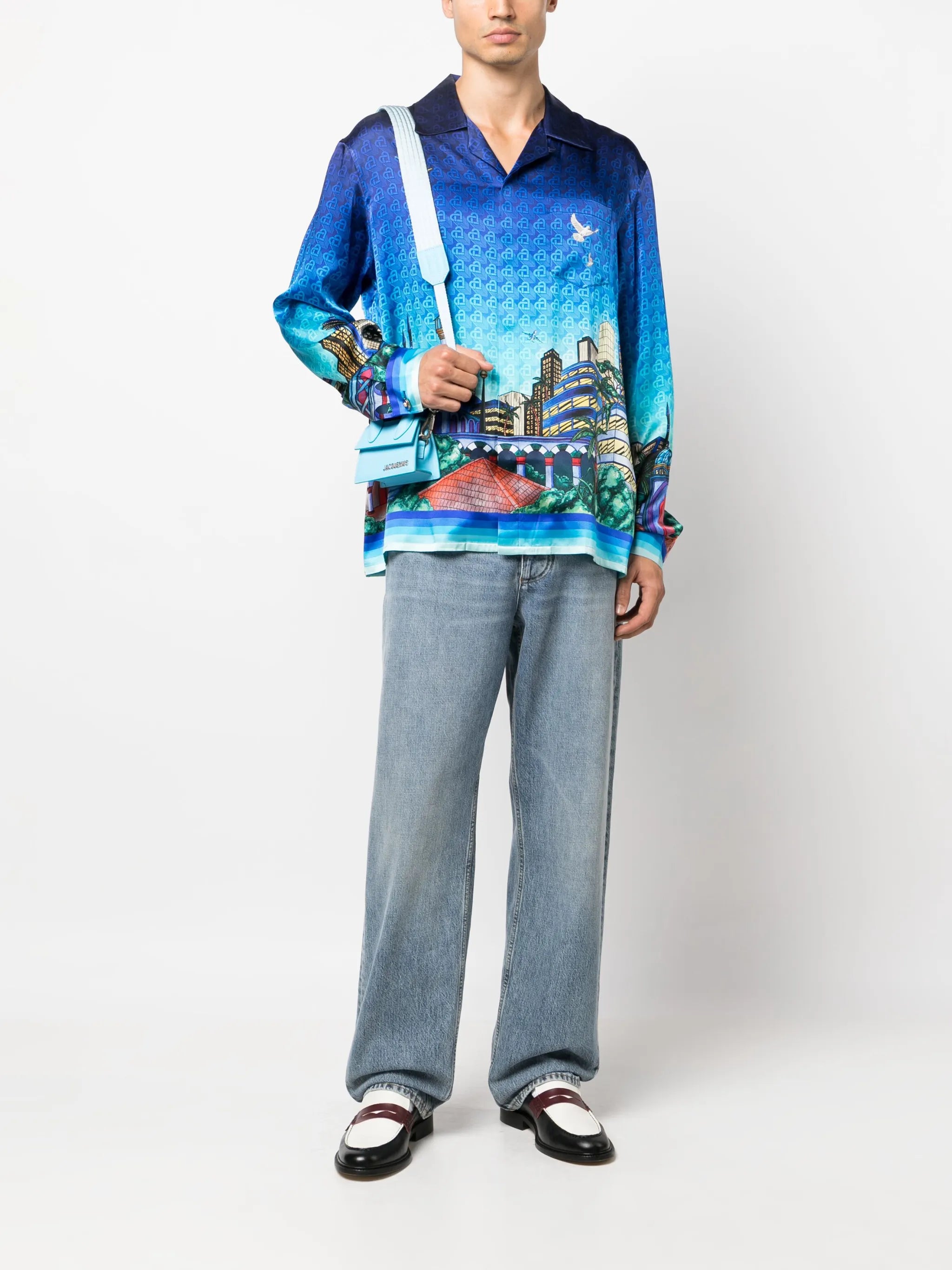 Cuban-collar silk shirt