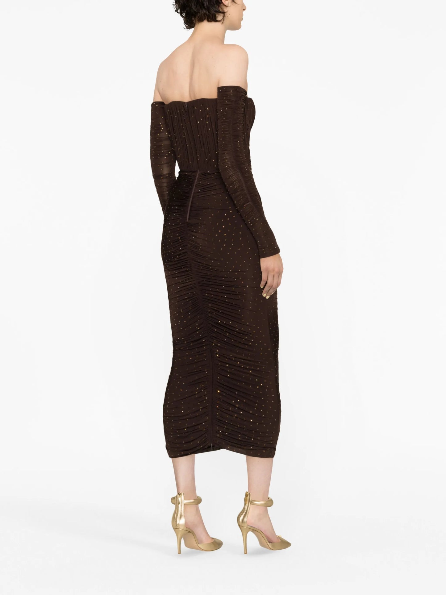 Tylen crystal-embellished ruched midi dress