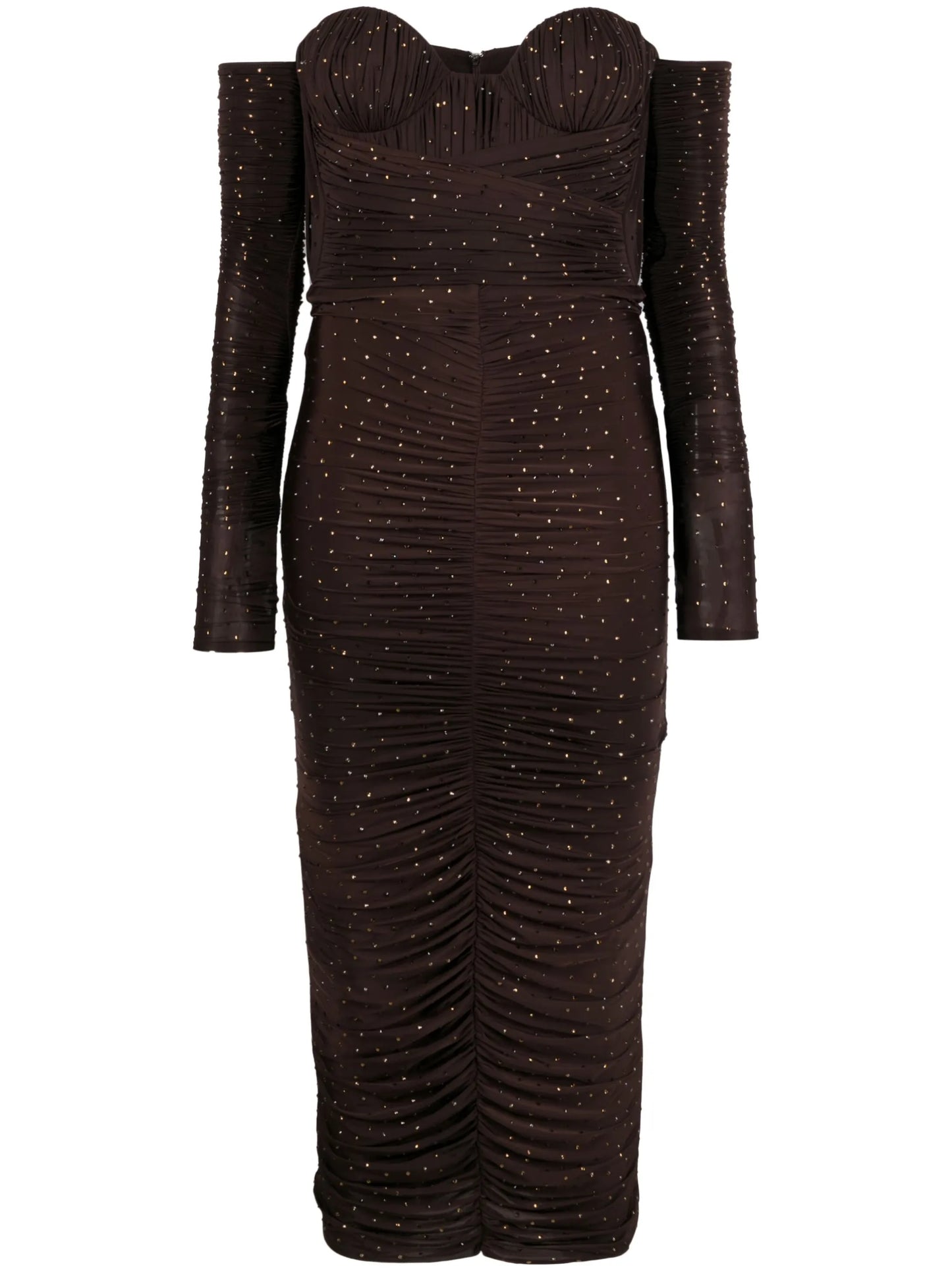Tylen crystal-embellished ruched midi dress