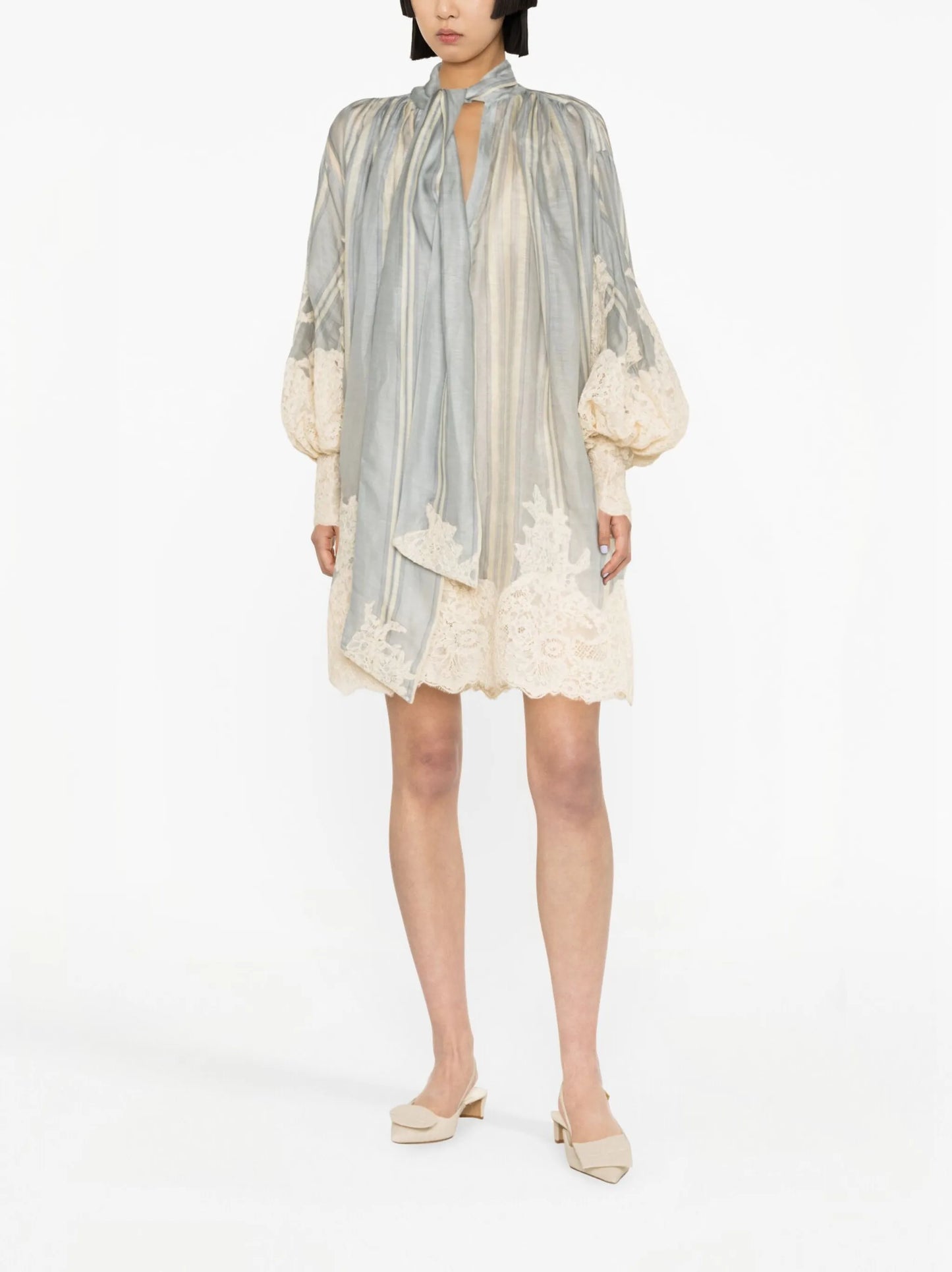 Lyrical lace-trim minidress