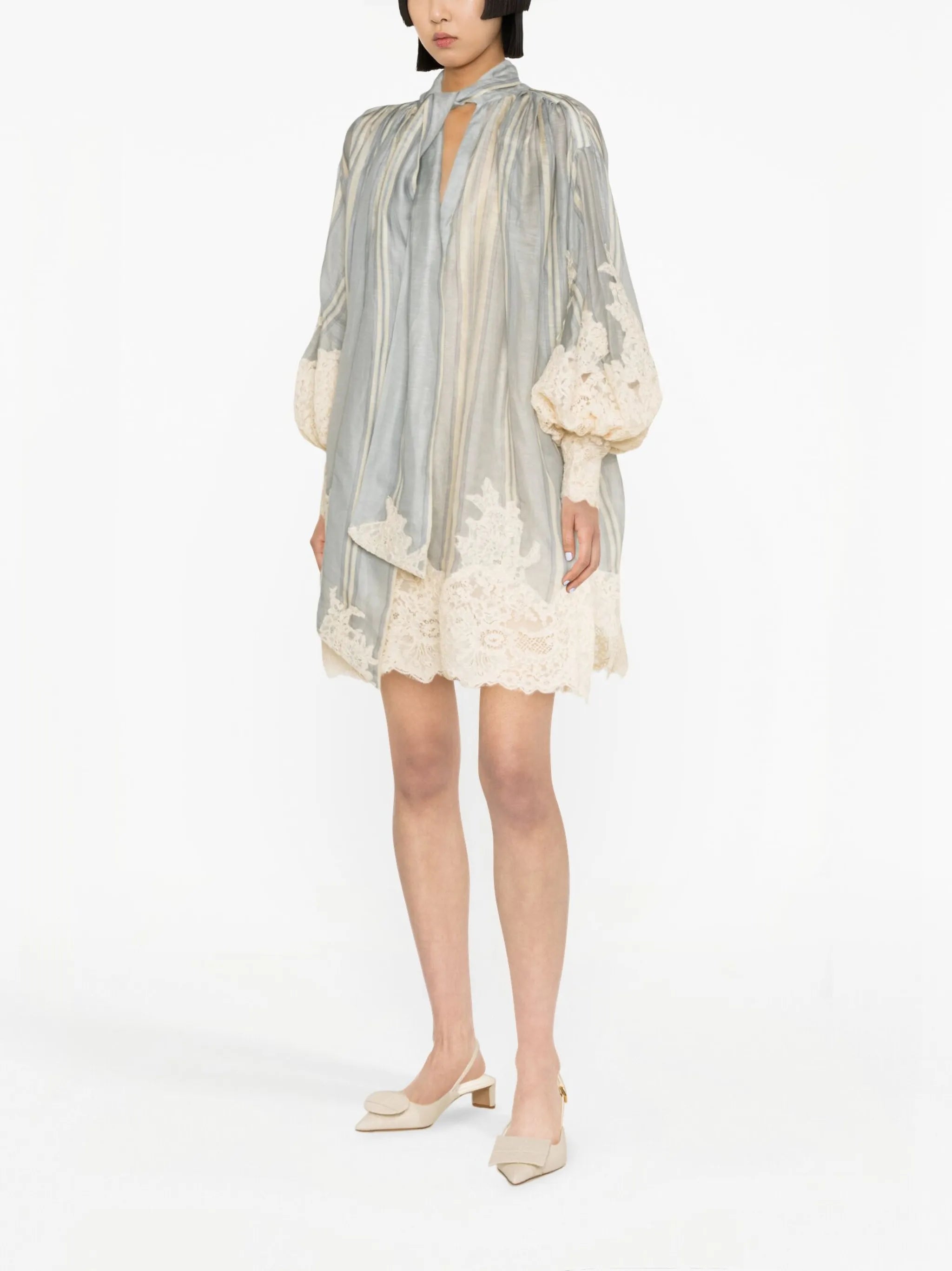 Lyrical lace-trim minidress