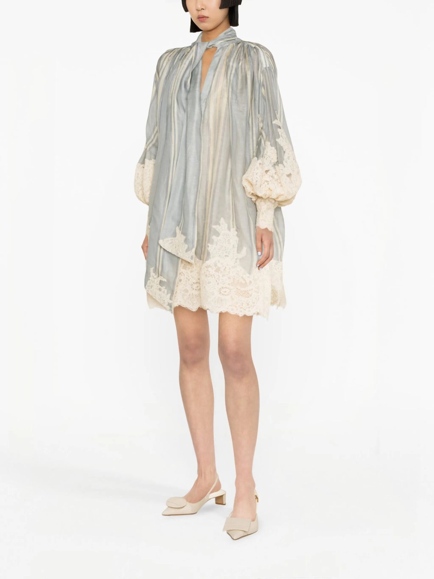 Lyrical lace-trim minidress