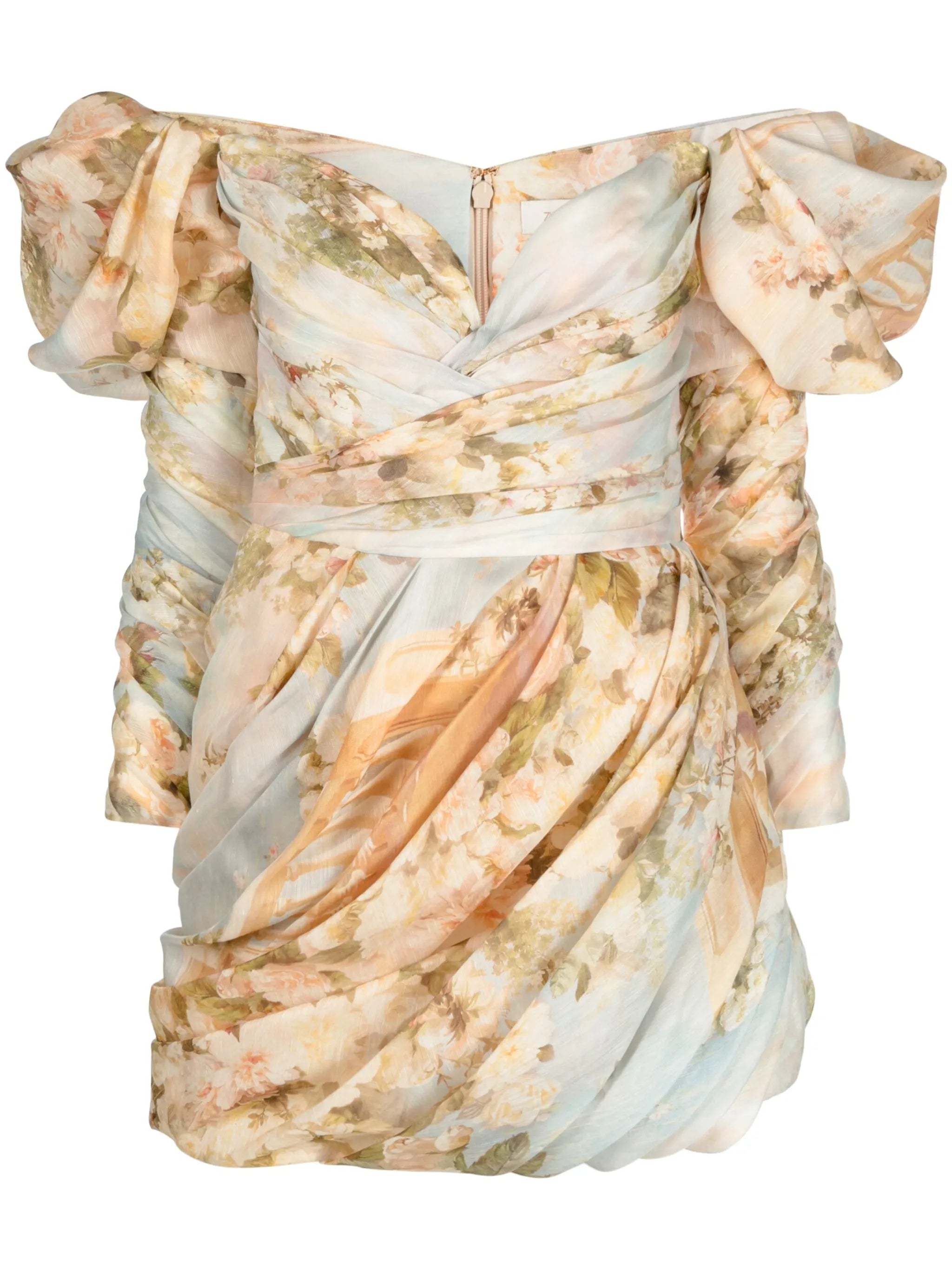 Luminosity floral-print draped minidress