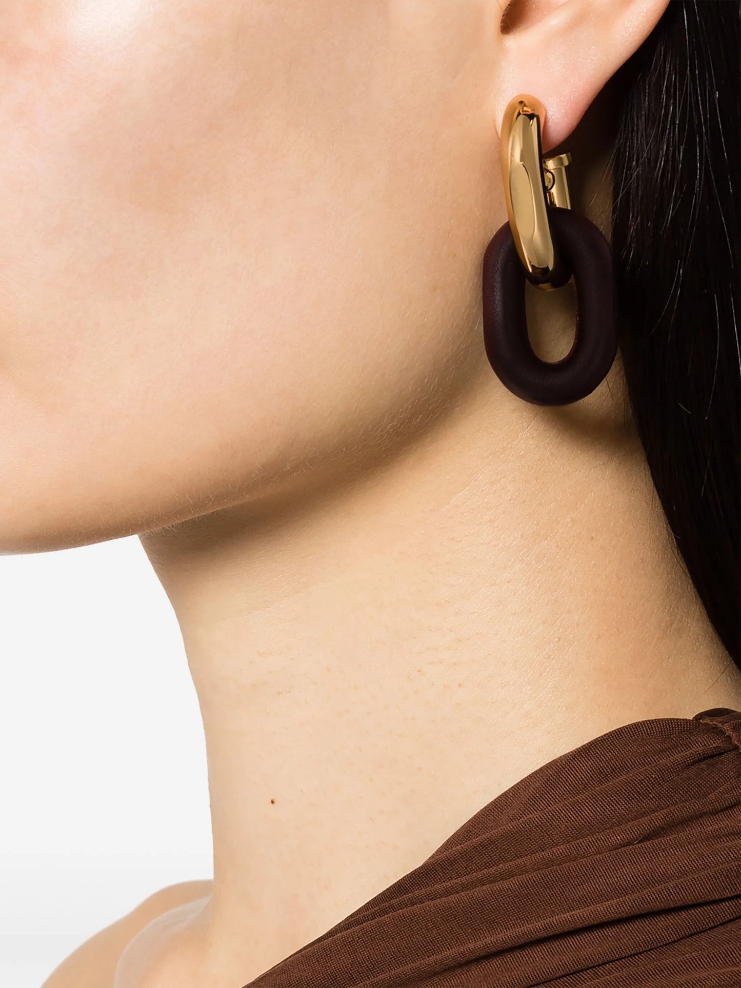 two-tone design drop earrings