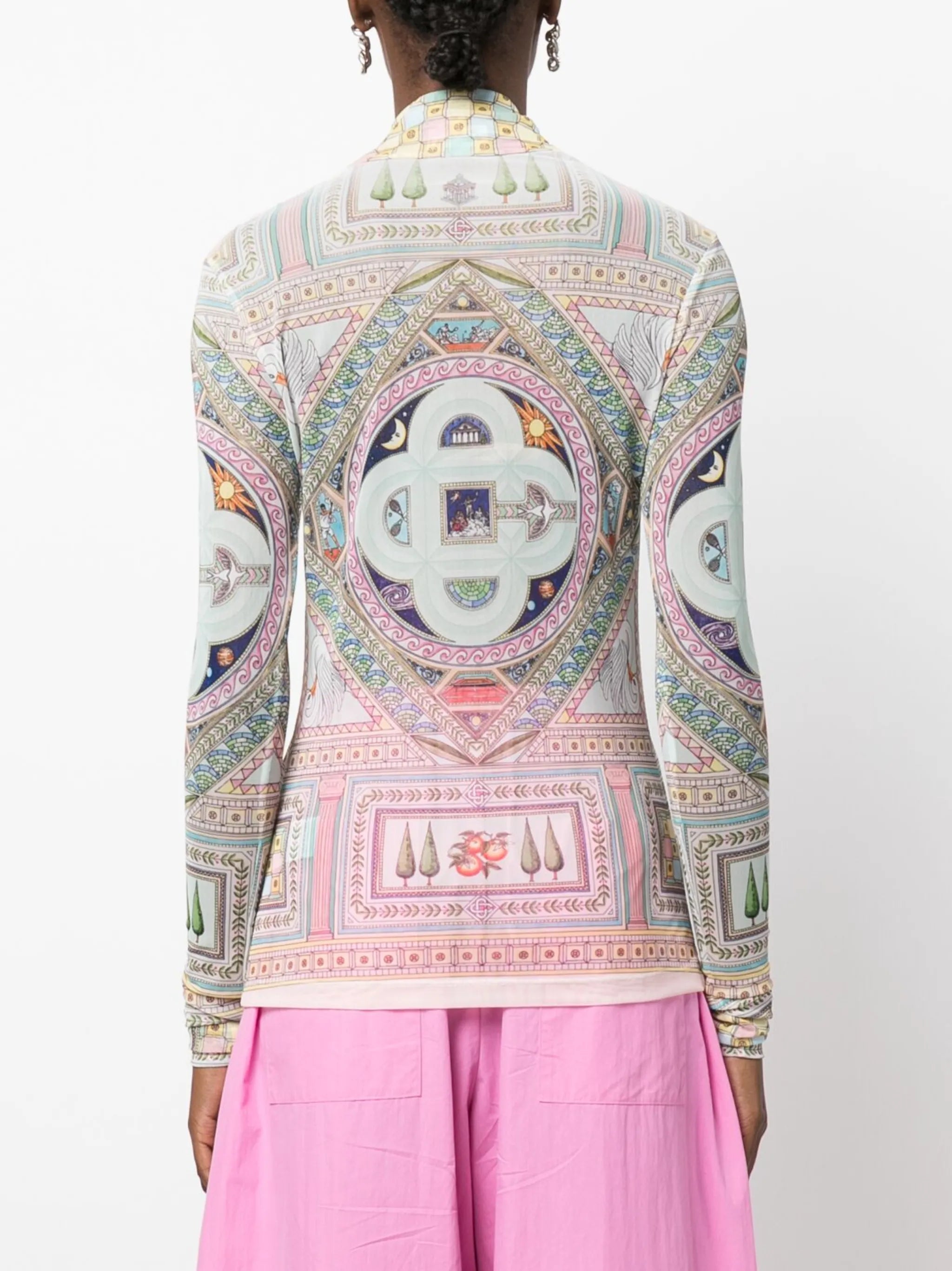 Le Labyrinthe-print mesh top