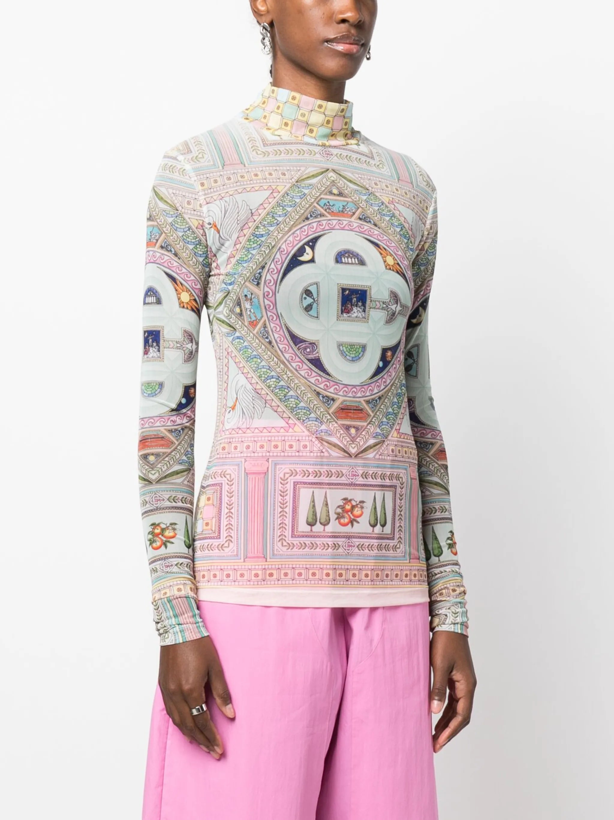 Le Labyrinthe-print mesh top