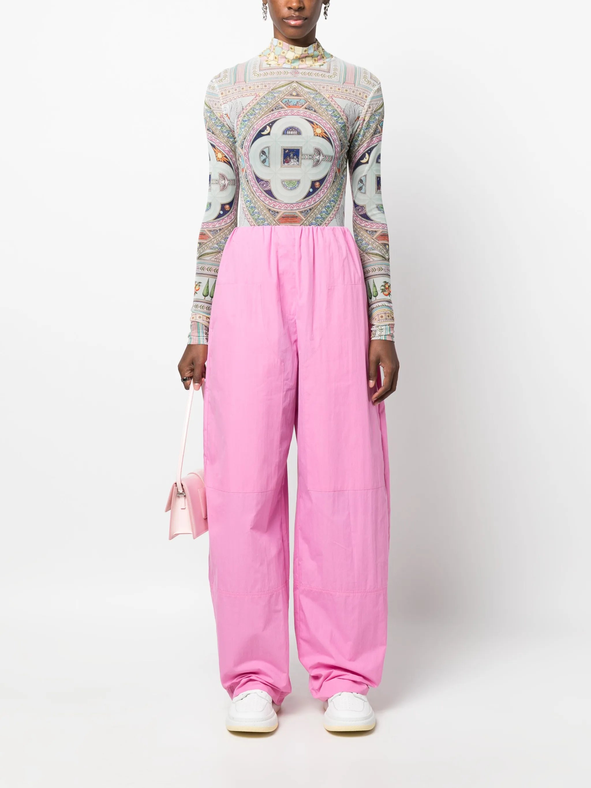 Le Labyrinthe-print mesh top