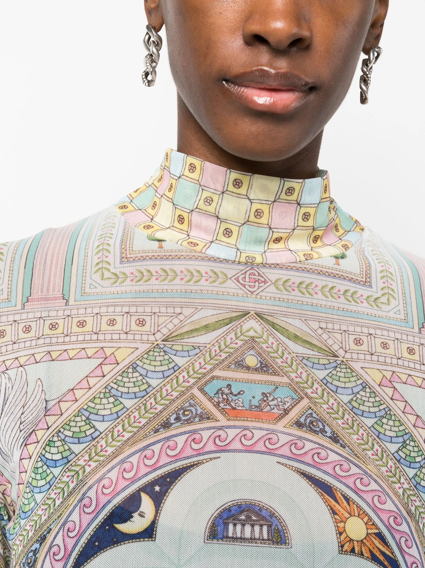 Le Labyrinthe-print mesh top