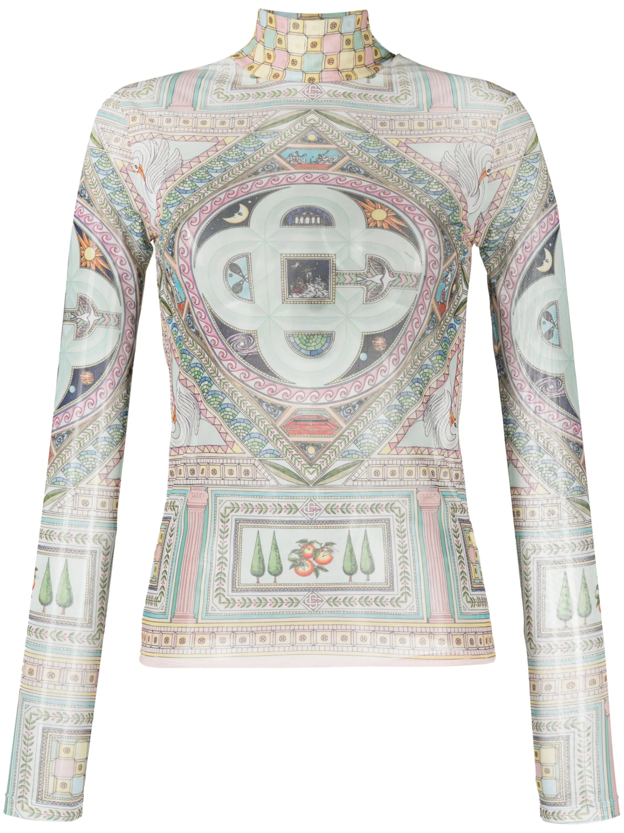 Le Labyrinthe-print mesh top