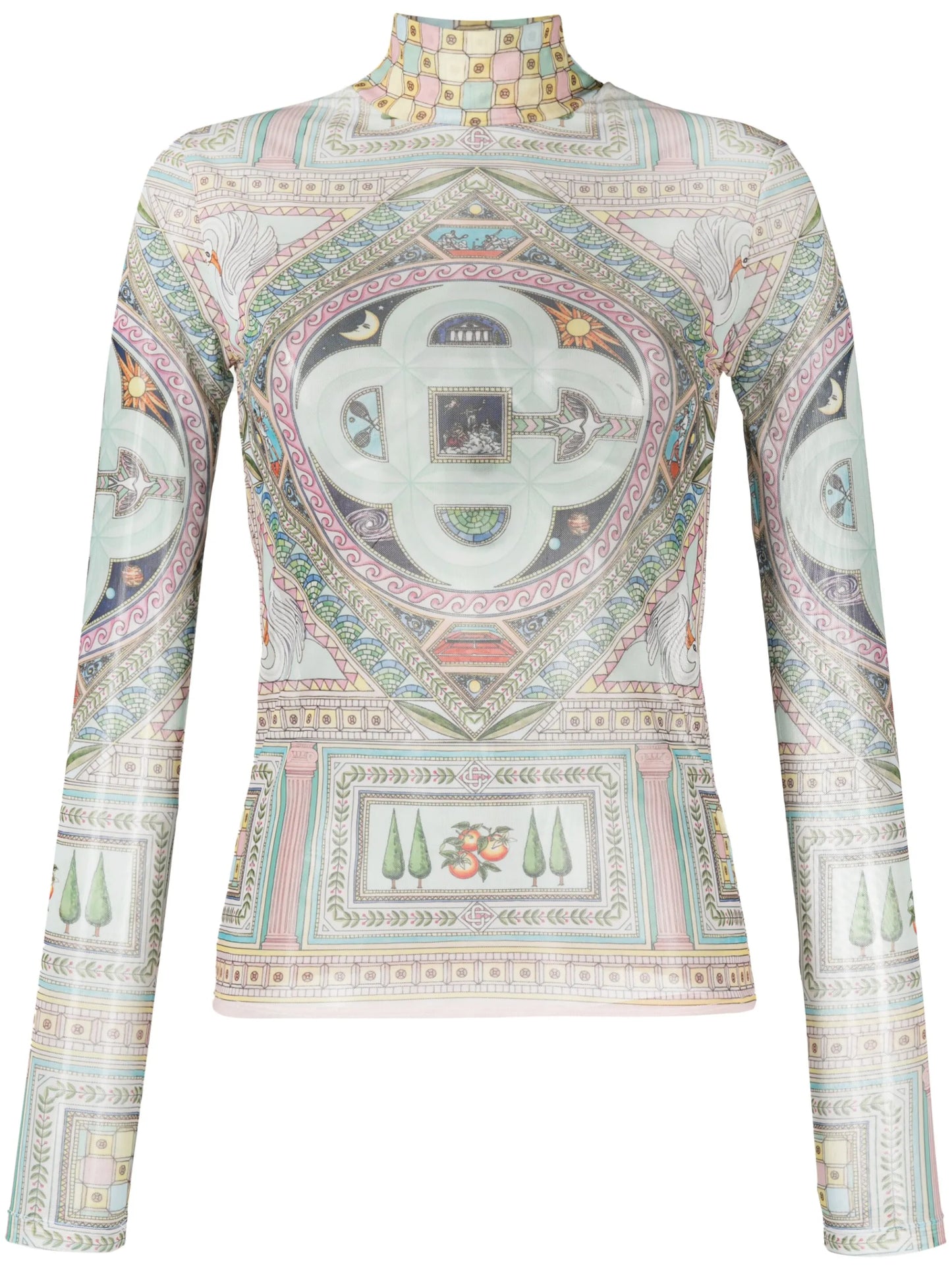 Le Labyrinthe-print mesh top