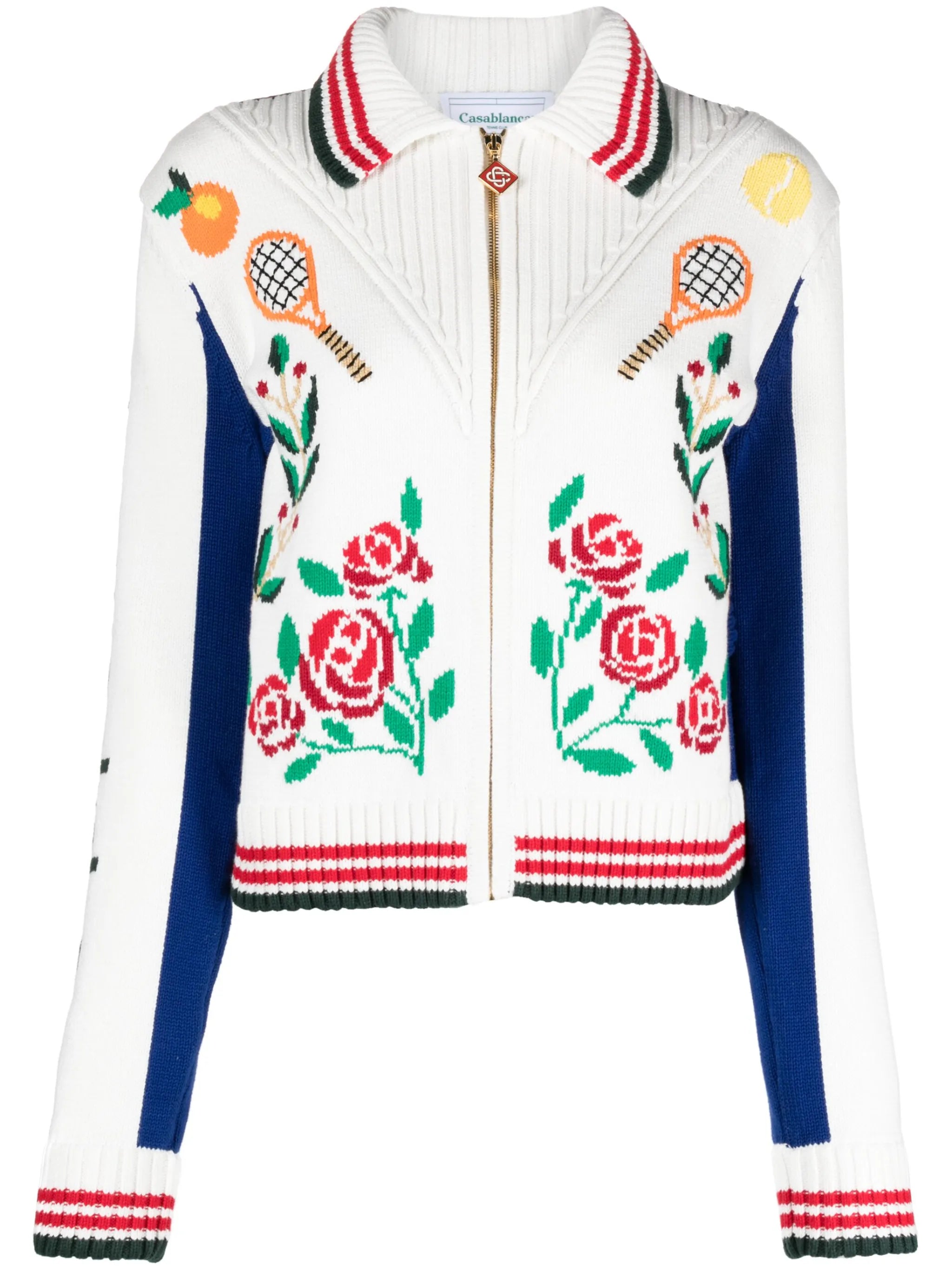 Laurel intarsia-knit cotton jacket