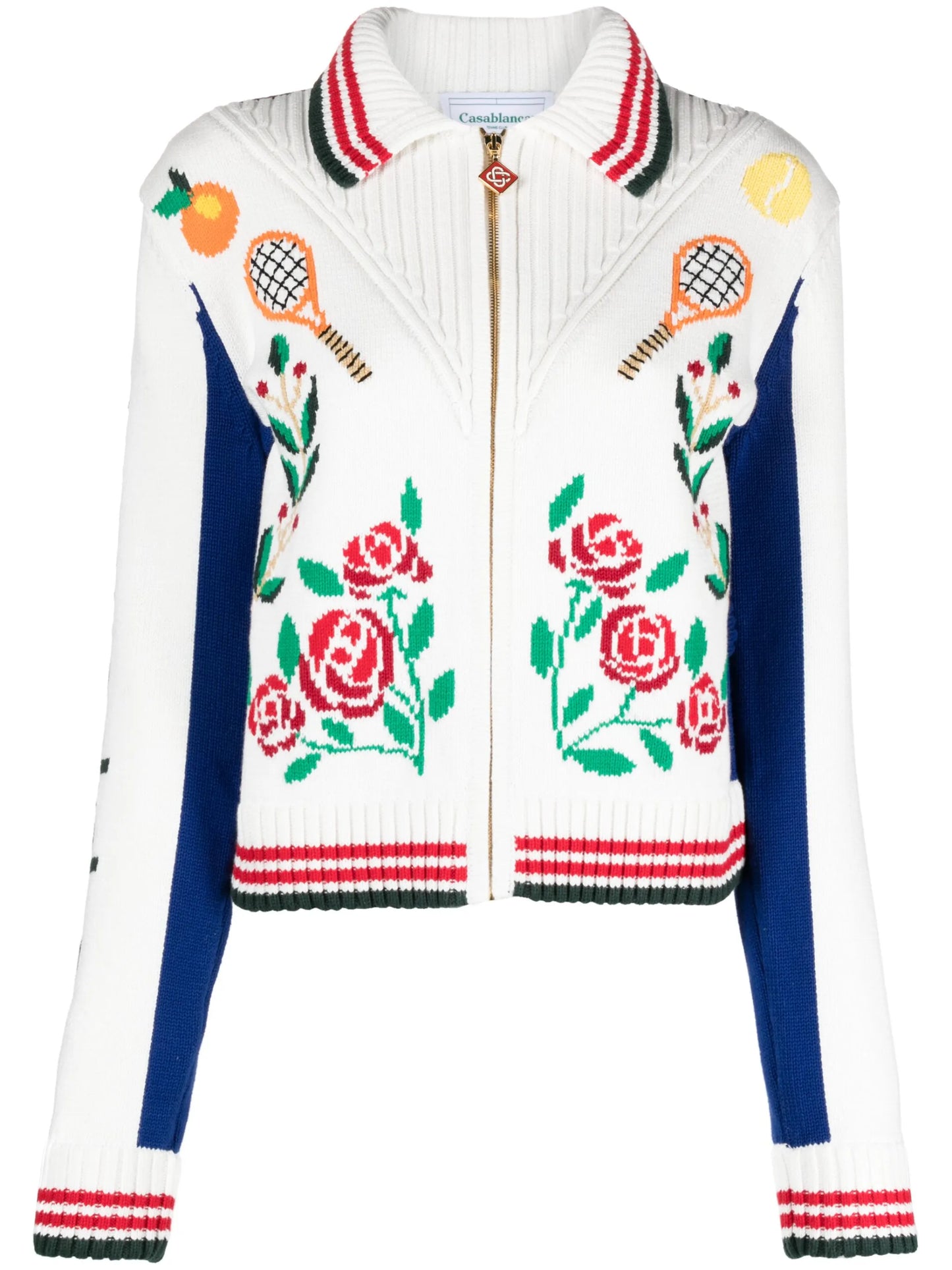 Laurel intarsia-knit cotton jacket
