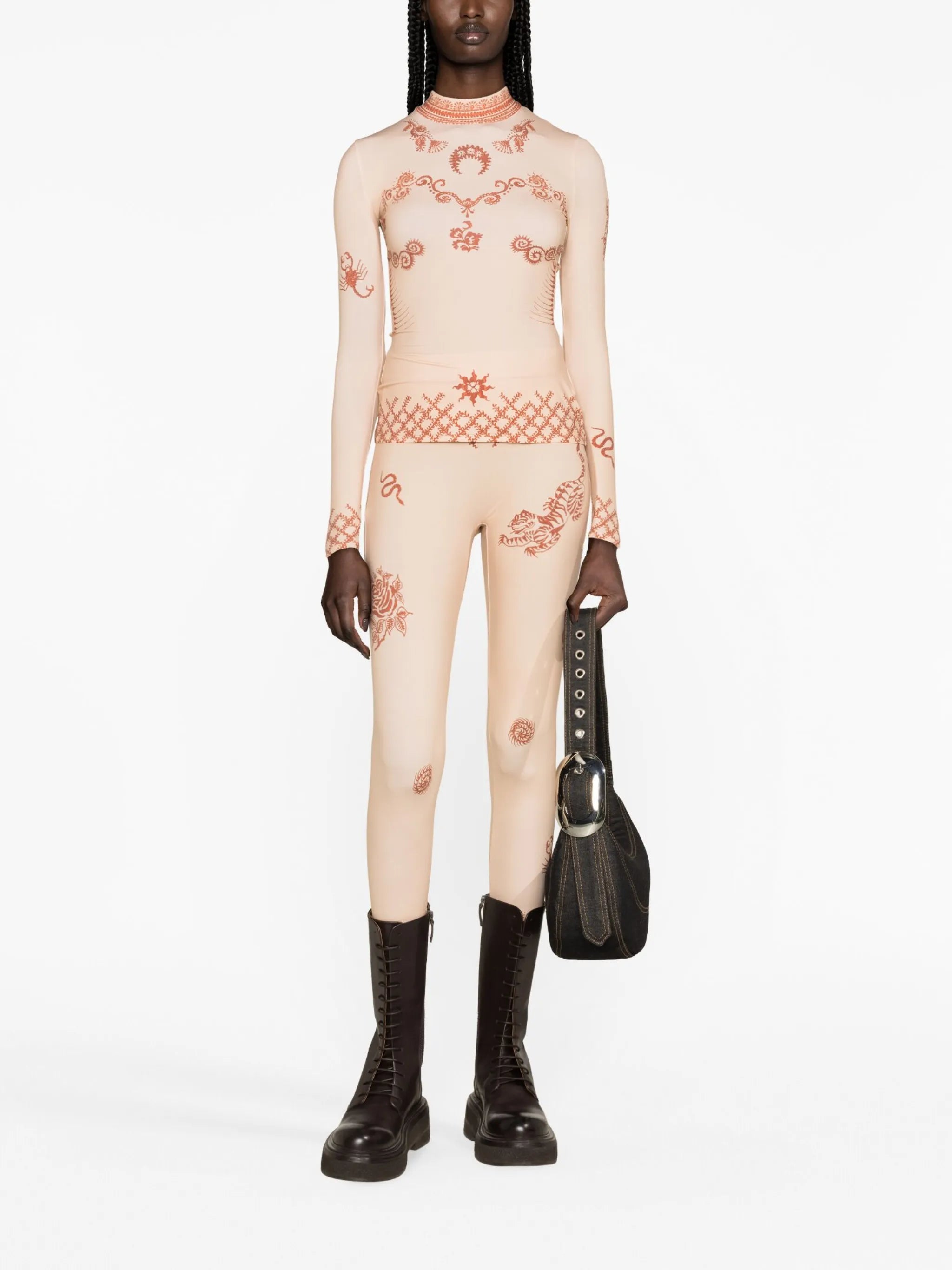Regenerated henna-print leggings