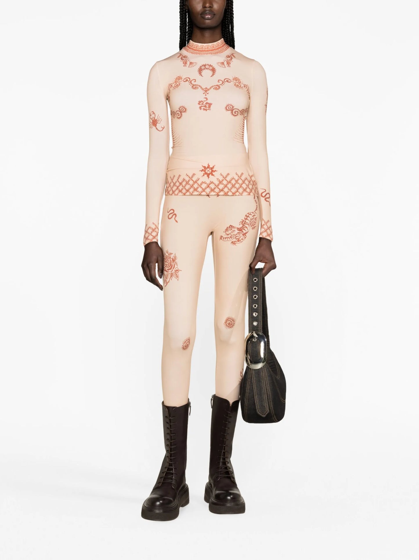 Regenerated henna-print leggings