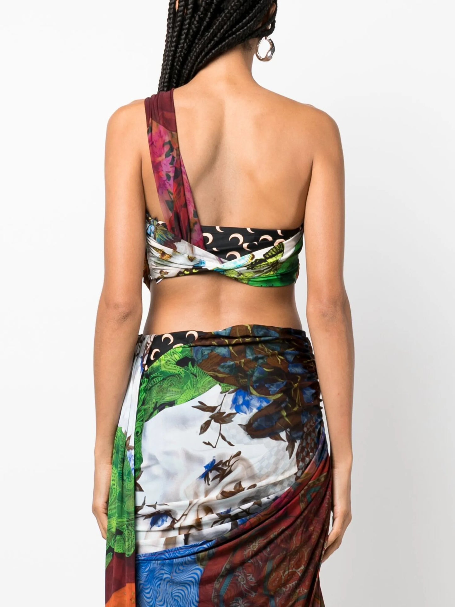 Shelter mix-print bandeau top
