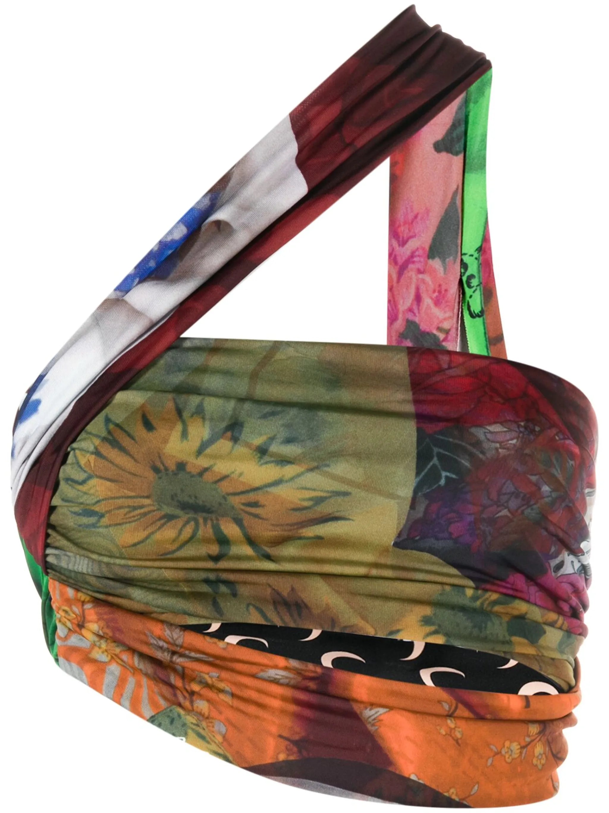 Shelter mix-print bandeau top