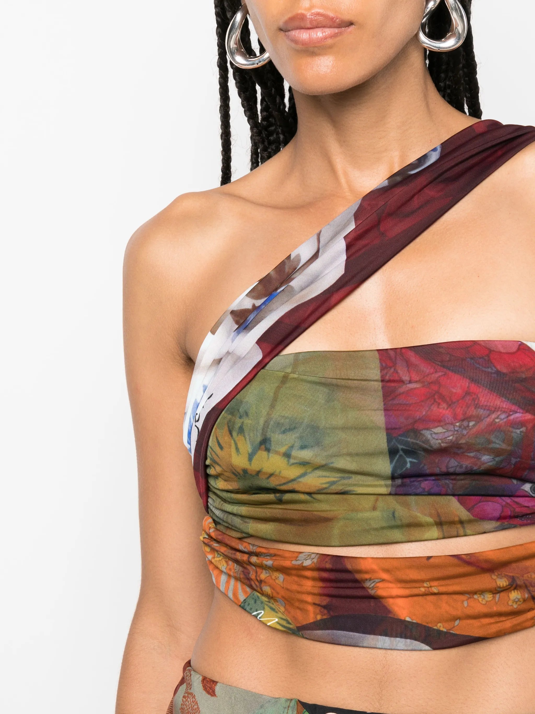 Shelter mix-print bandeau top