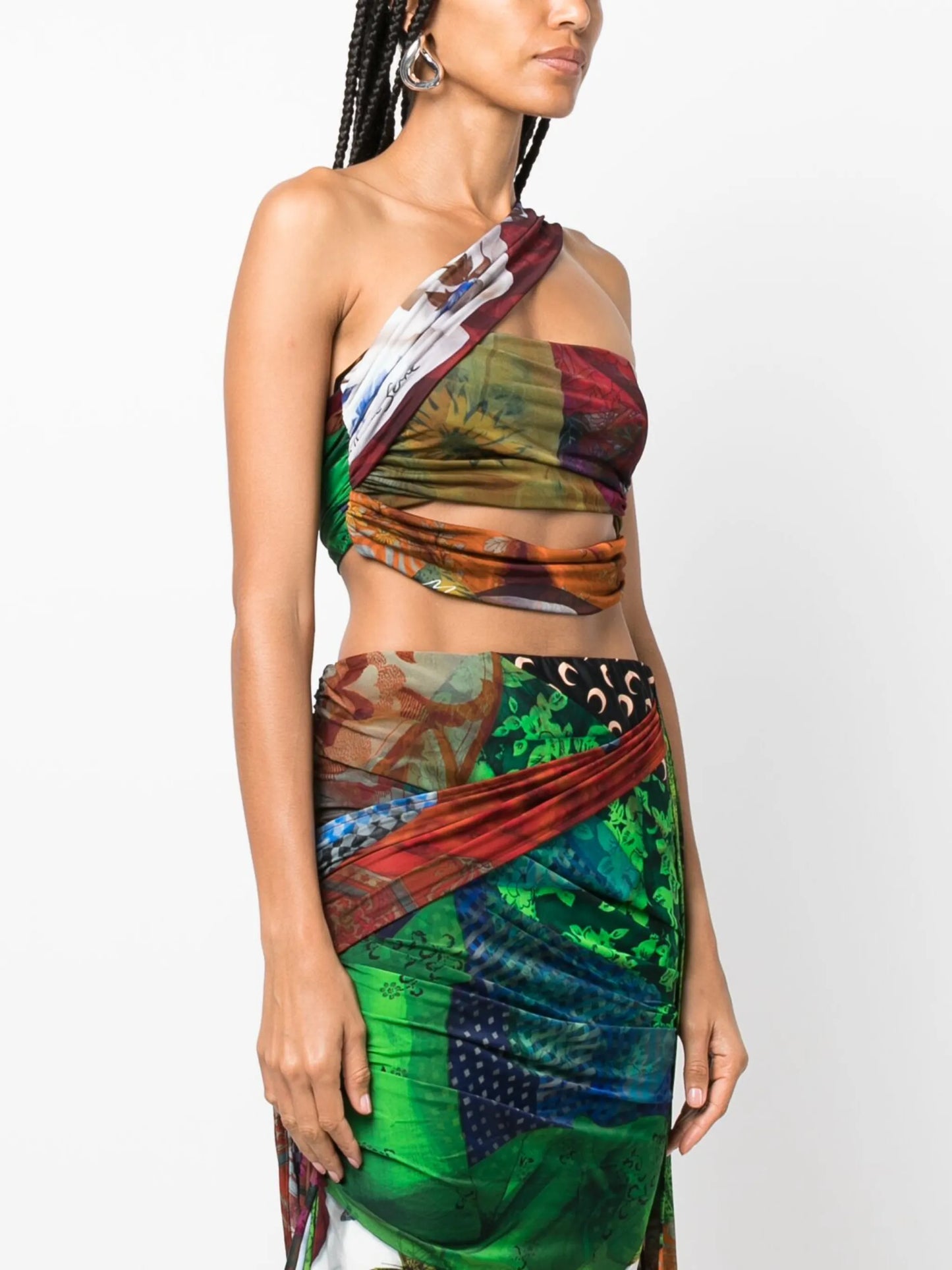 Shelter mix-print bandeau top