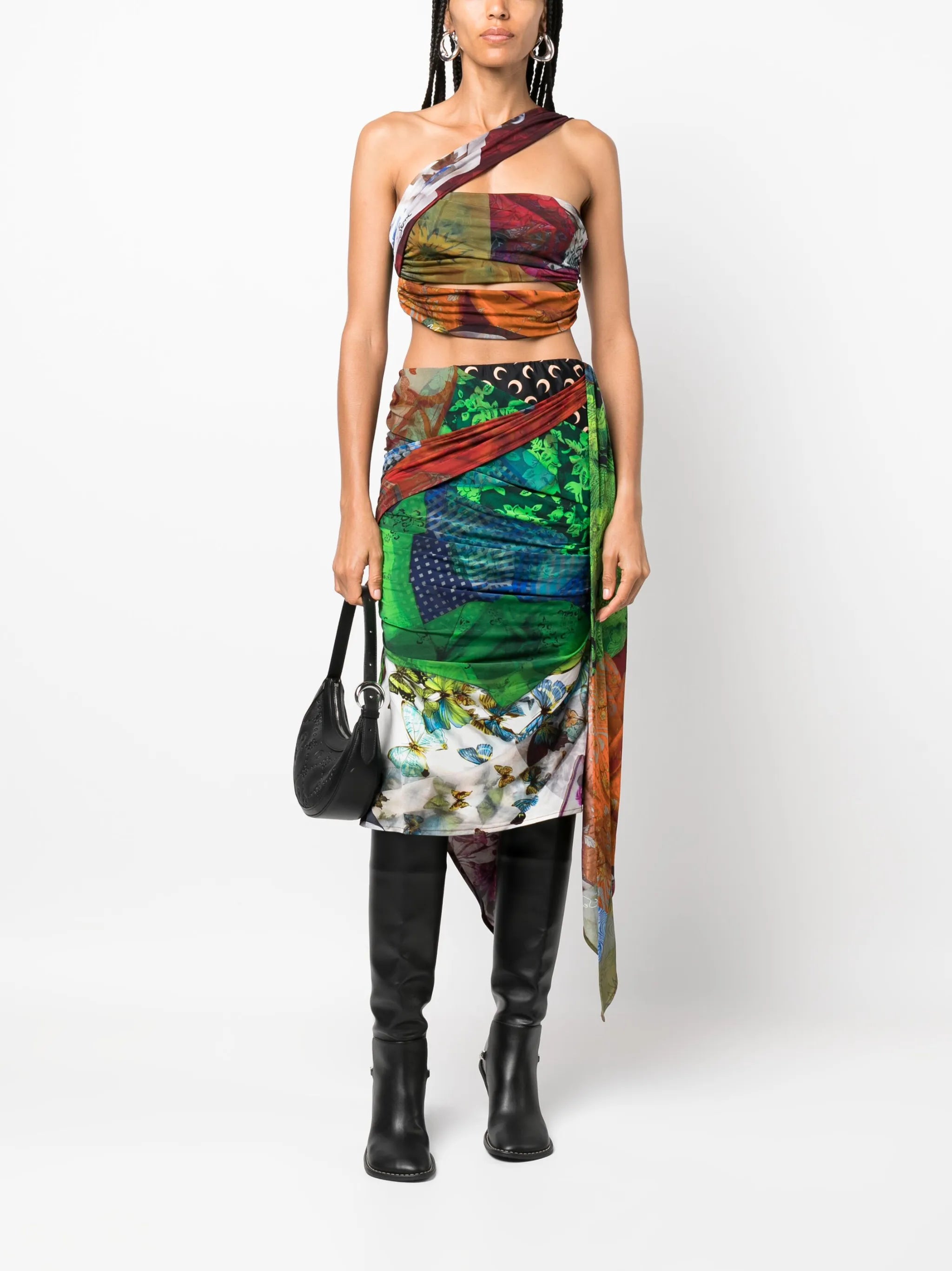 Shelter mix-print bandeau top