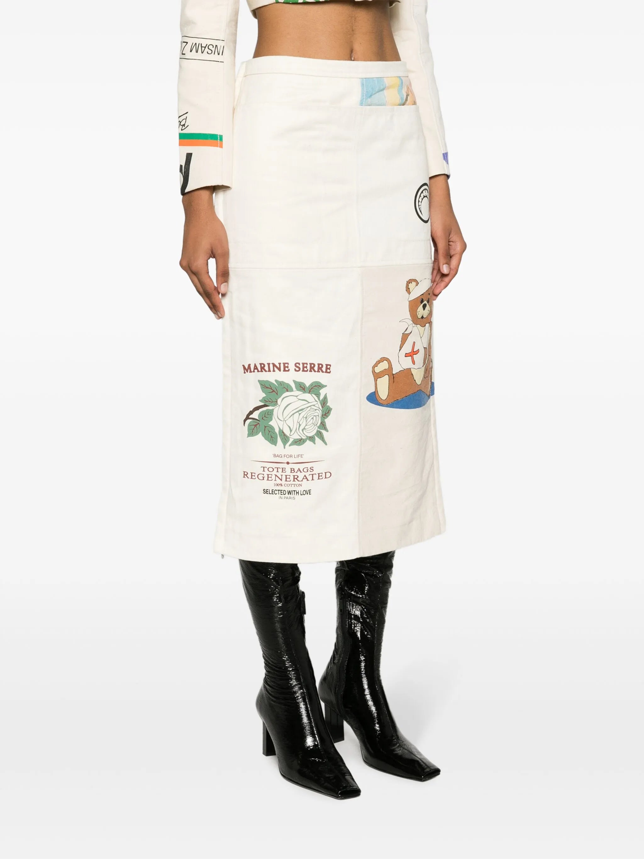 Regenerated Tote Bags patchwork straight skirt
