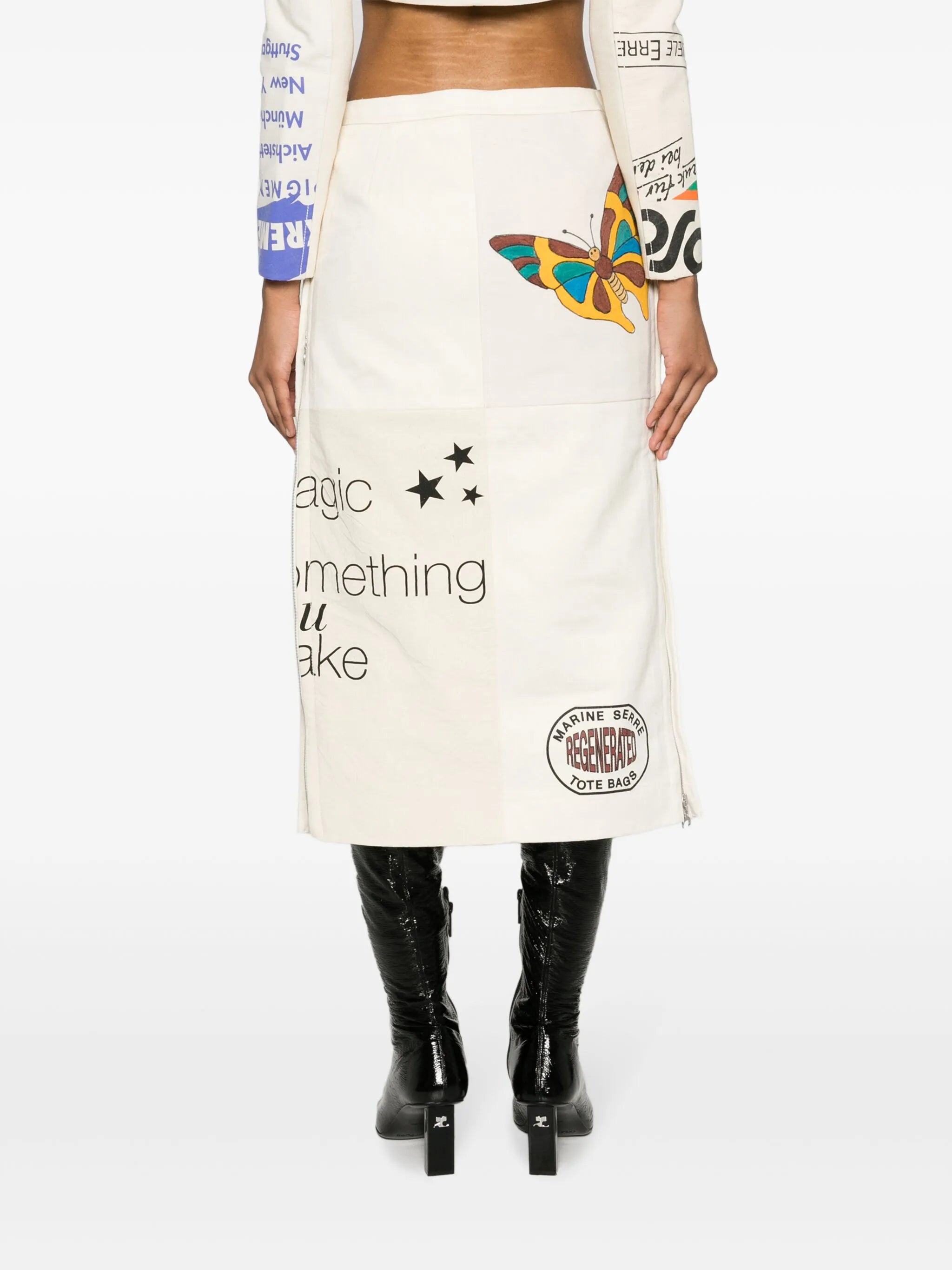 Regenerated Tote Bags patchwork straight skirt